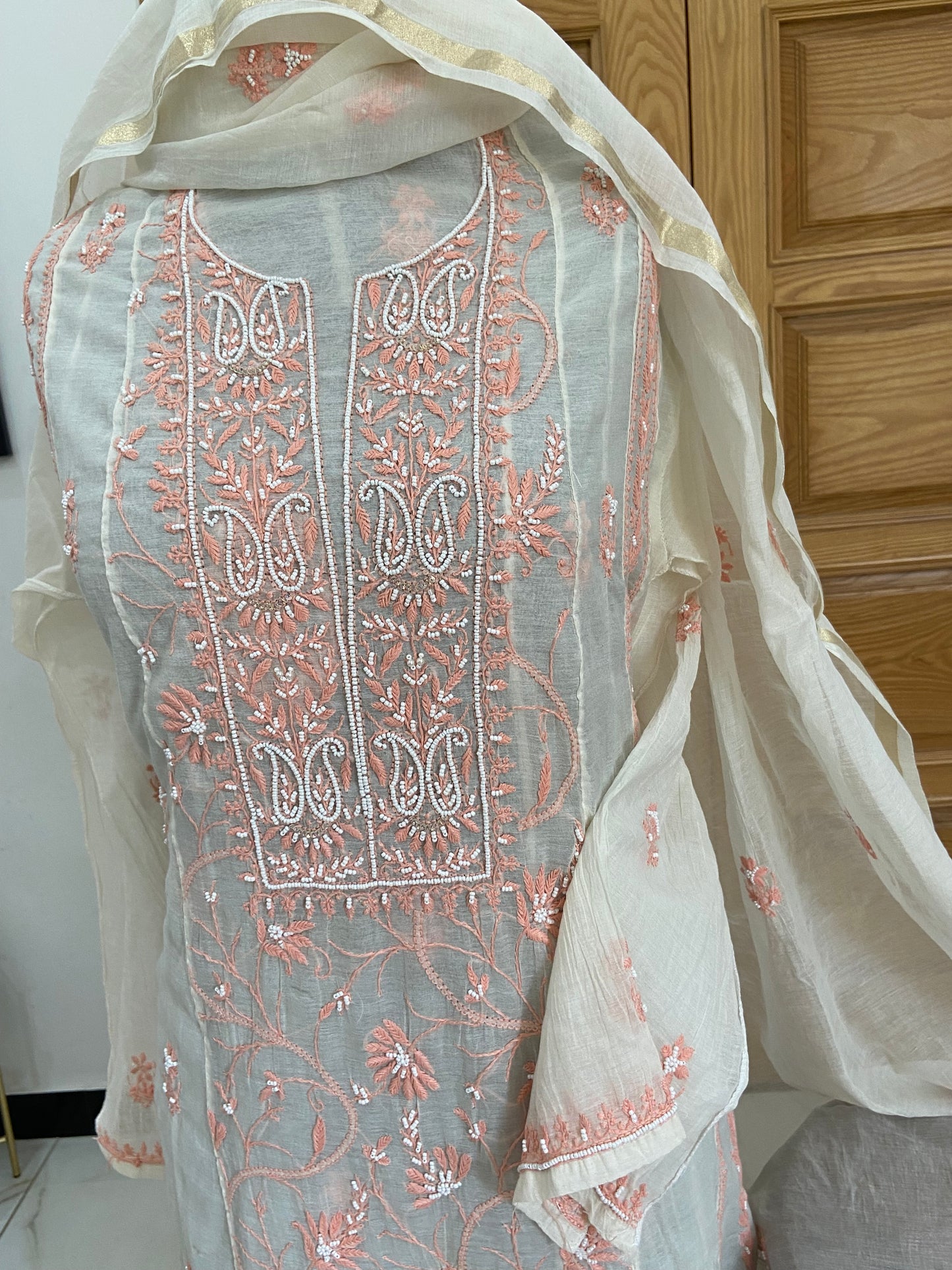 Mul chanderi kurta set