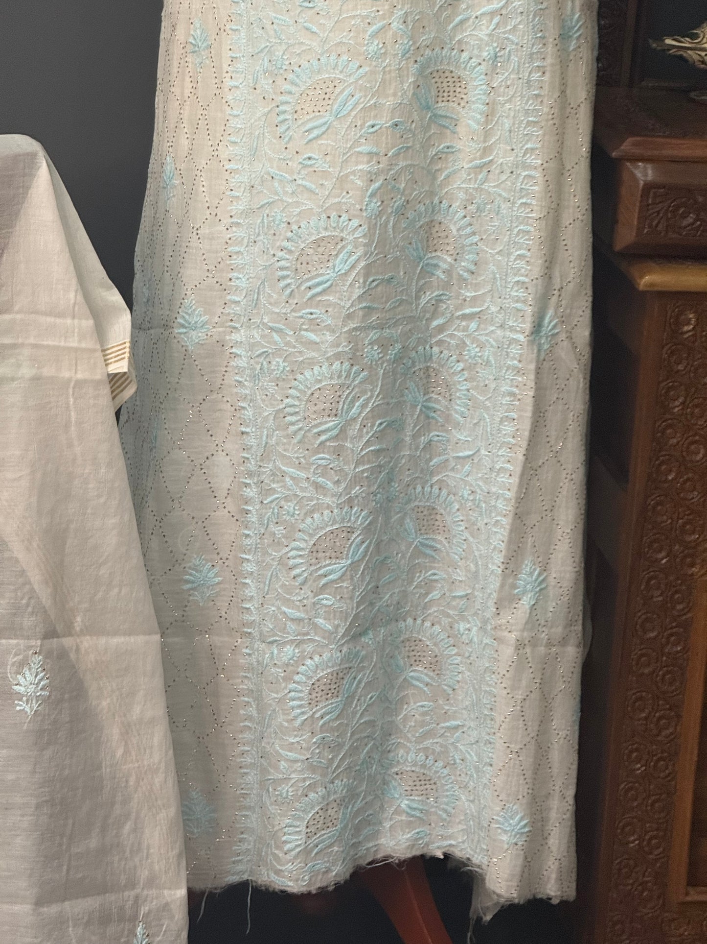 Mul chanderi kurta set mukesh ferozi