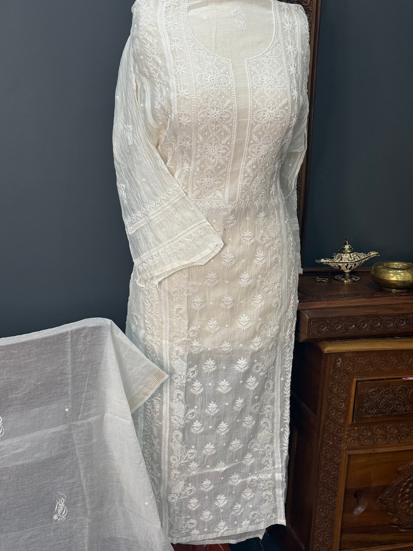 Mul chanderi kurta set