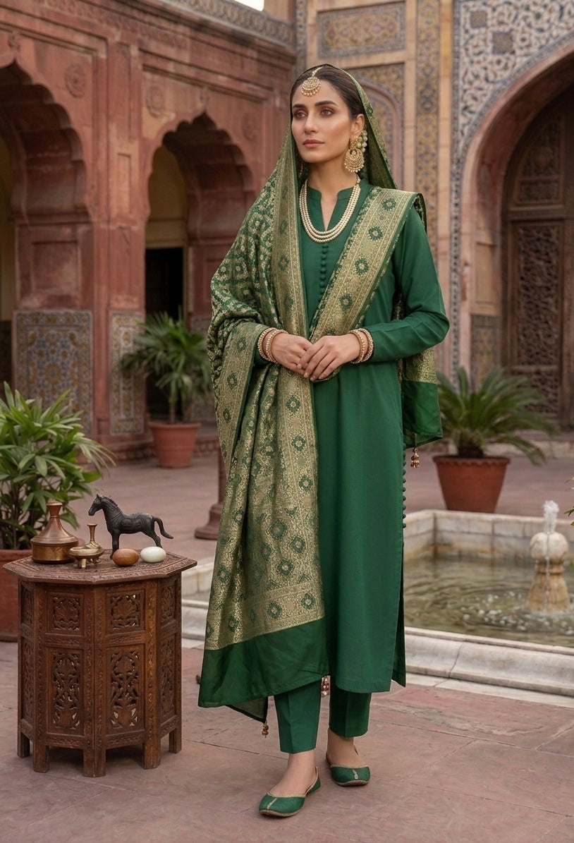 Pure Georgette neem Zari with mena kari