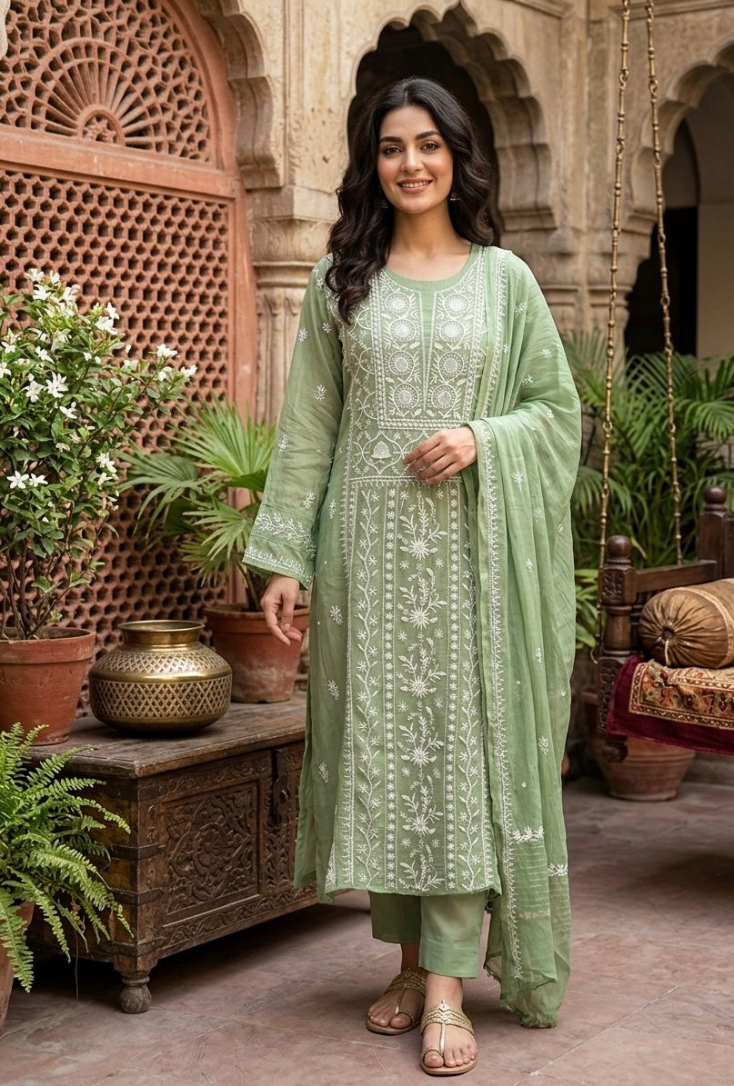 Mul chanderi kurta set