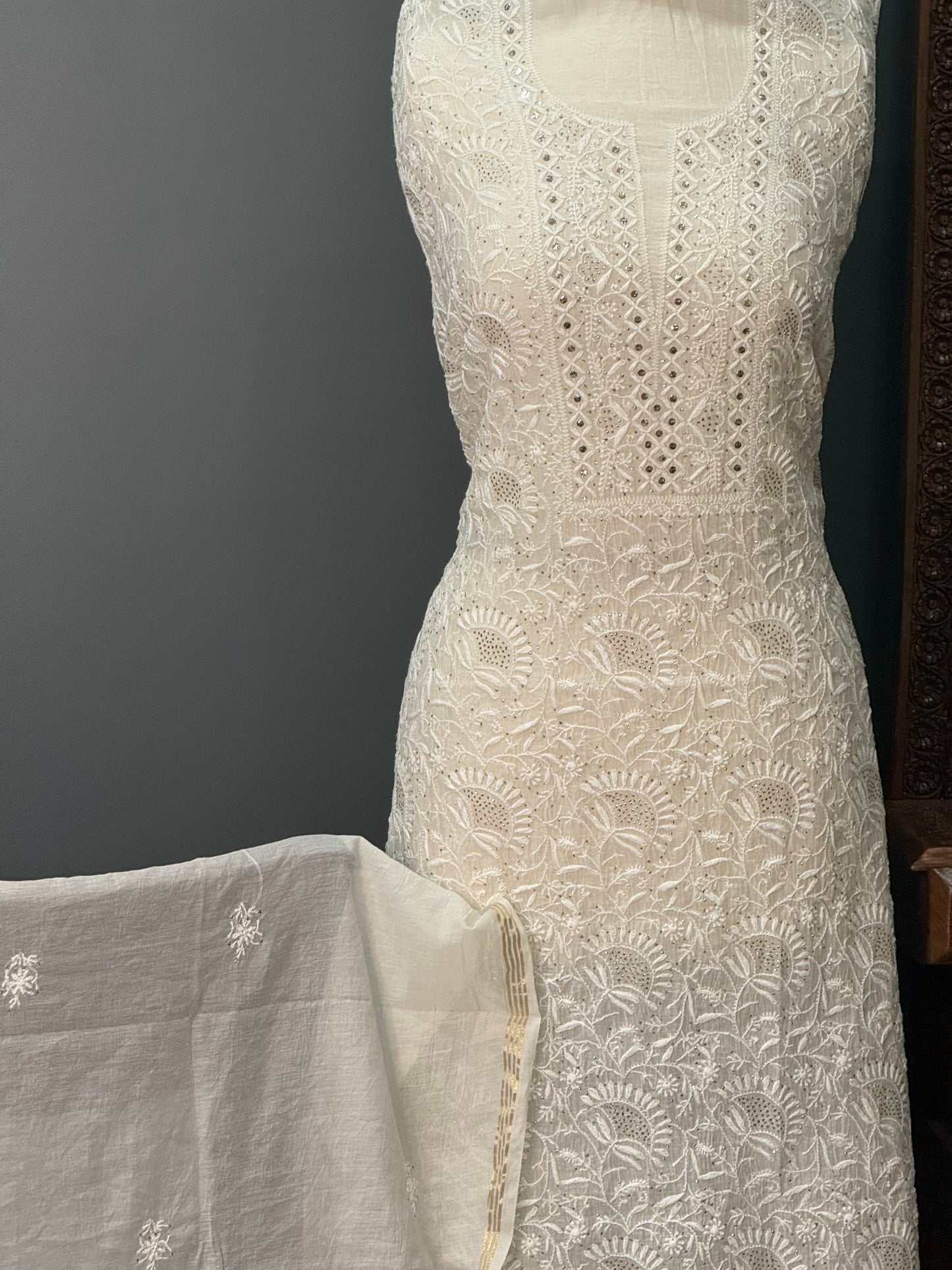 Mul chanderi kurta set
