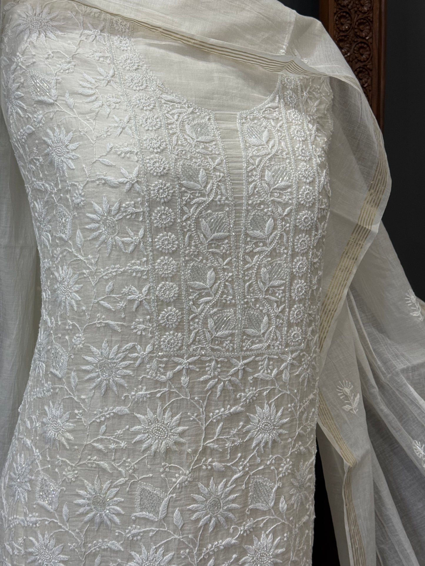 Mul chanderi kurta set m
