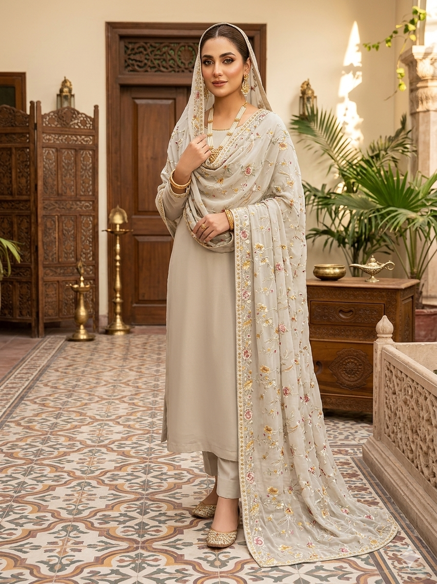 Parsi gara Mechine embroidered