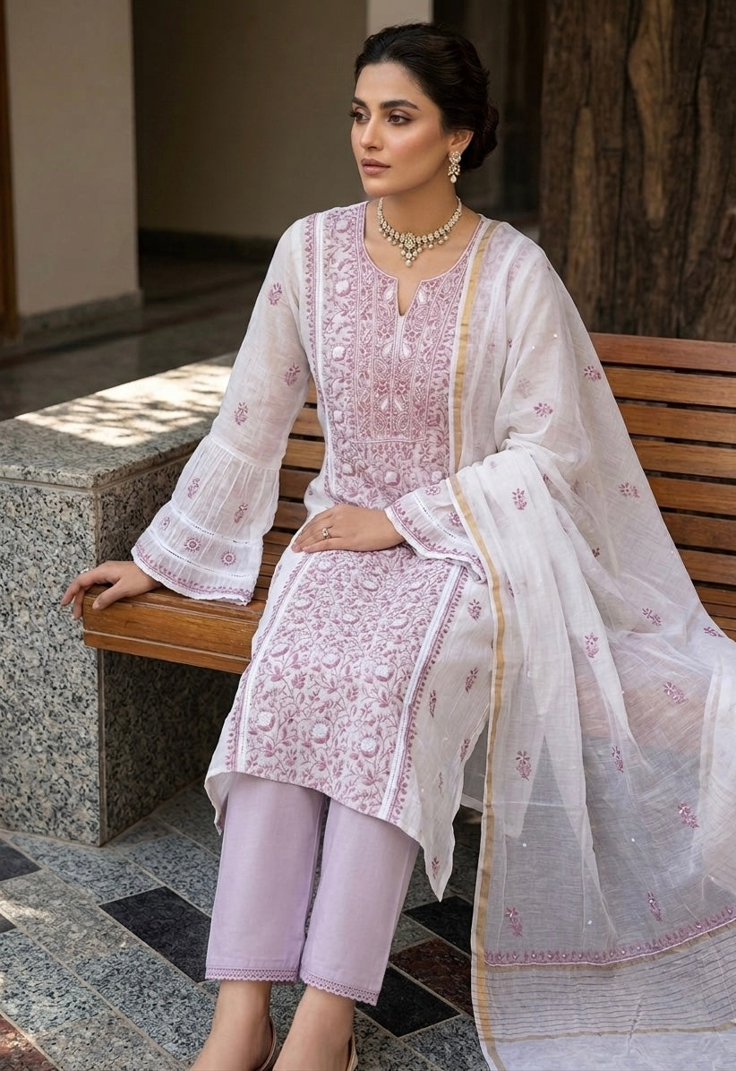 Mul chanderi kurta set
