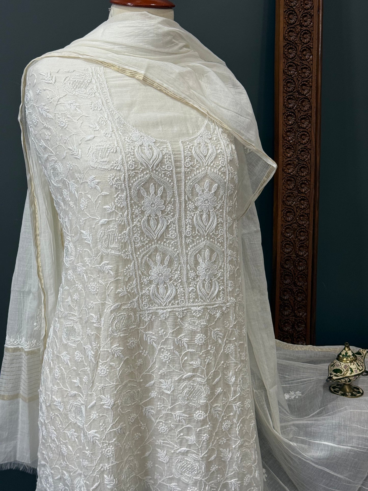 Mul chanderi kurta set