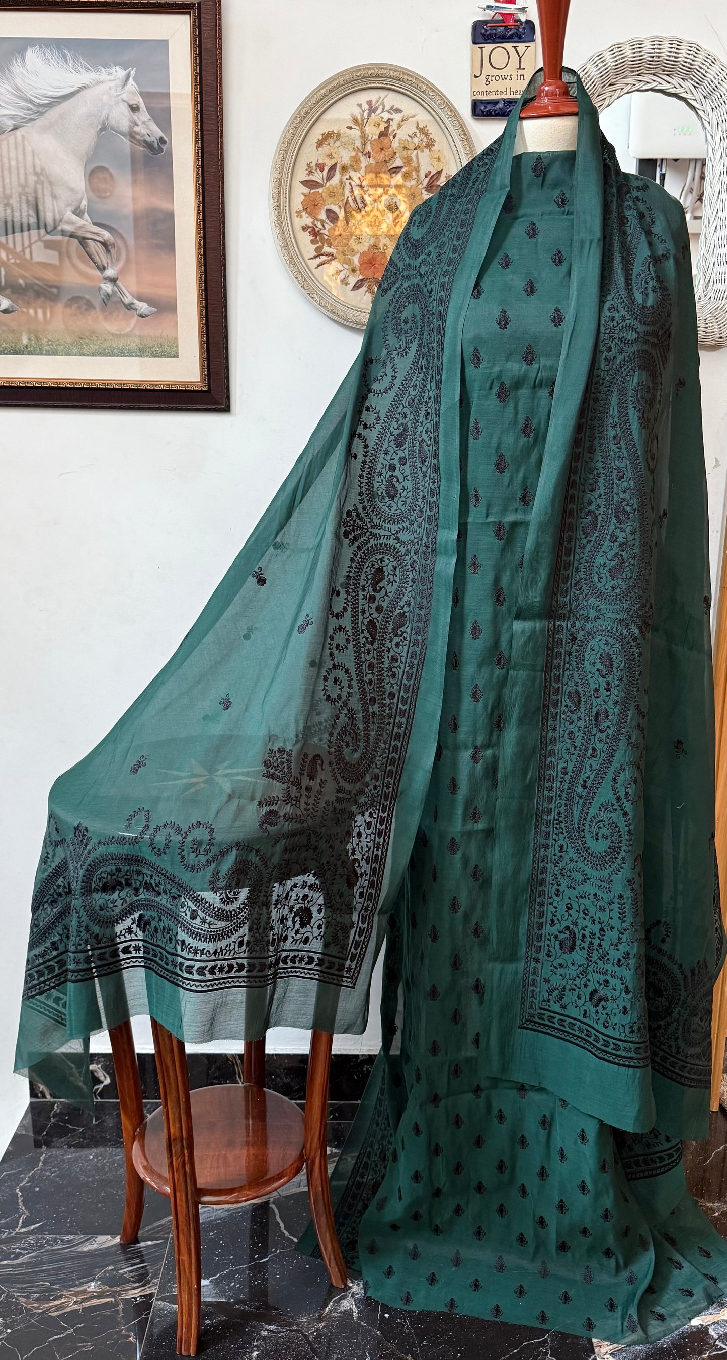 Pure silk lawn embroidered