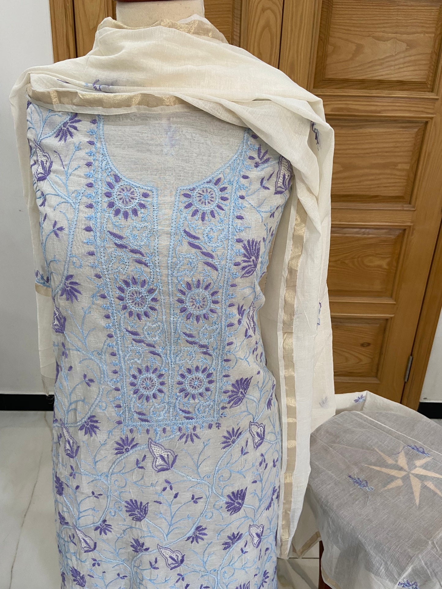 Mul chanderi kurta set