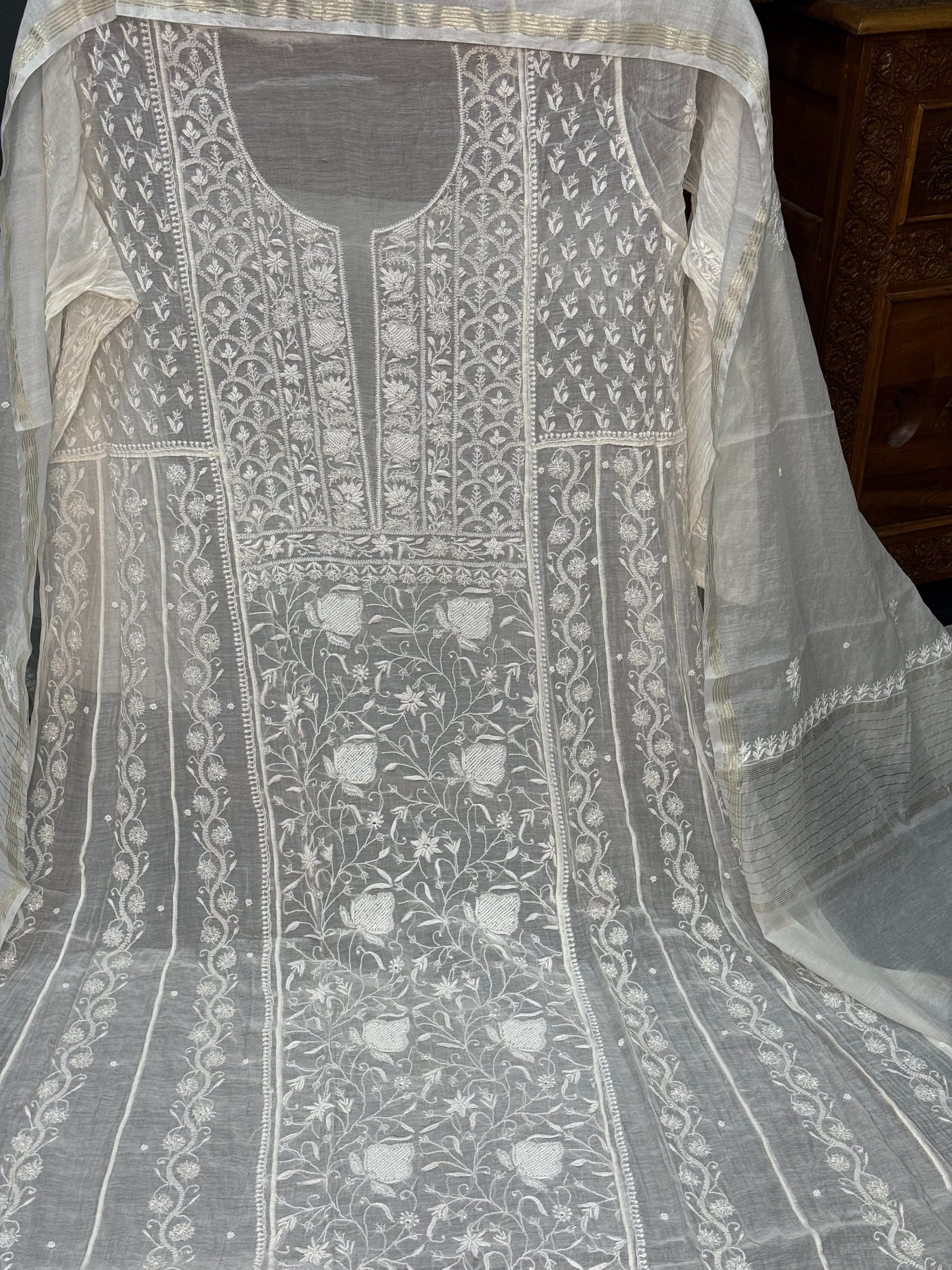Mul chanderi kurta set