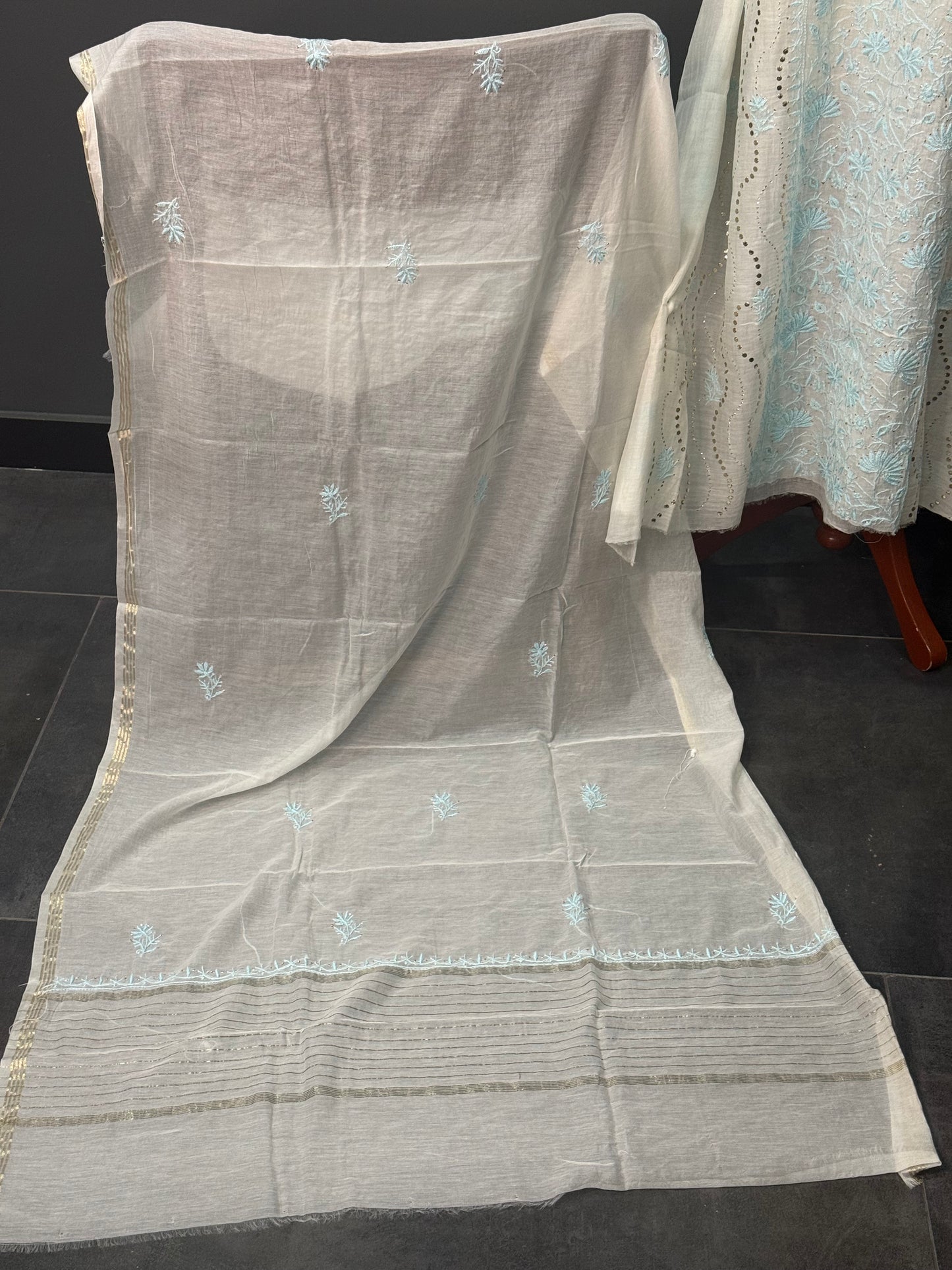 Mul chanderi kurta set mukesh ferozi