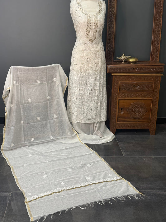 Mul chanderi kurta set