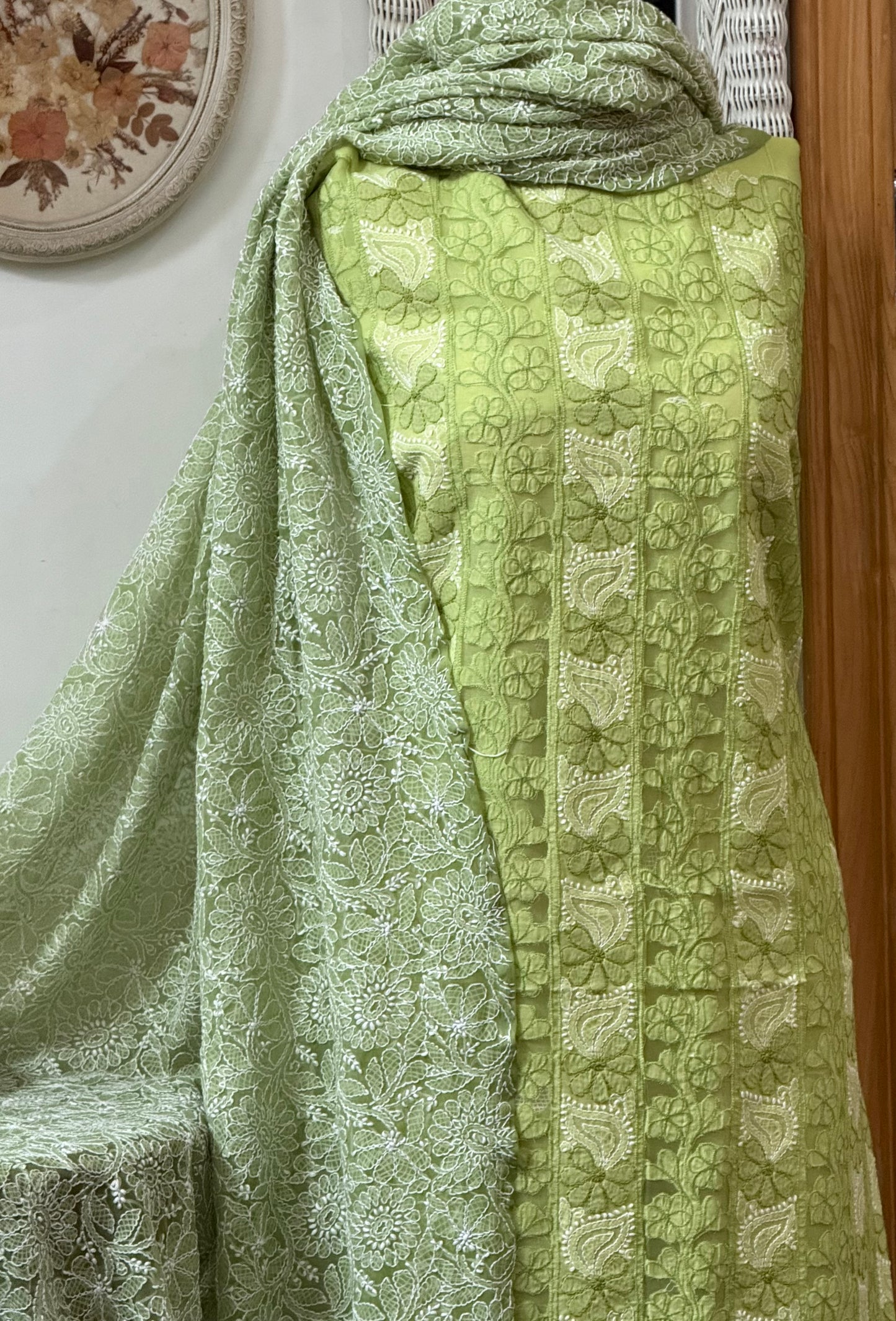 Soft cotton lawn  kurta with chiffon duppata hand work