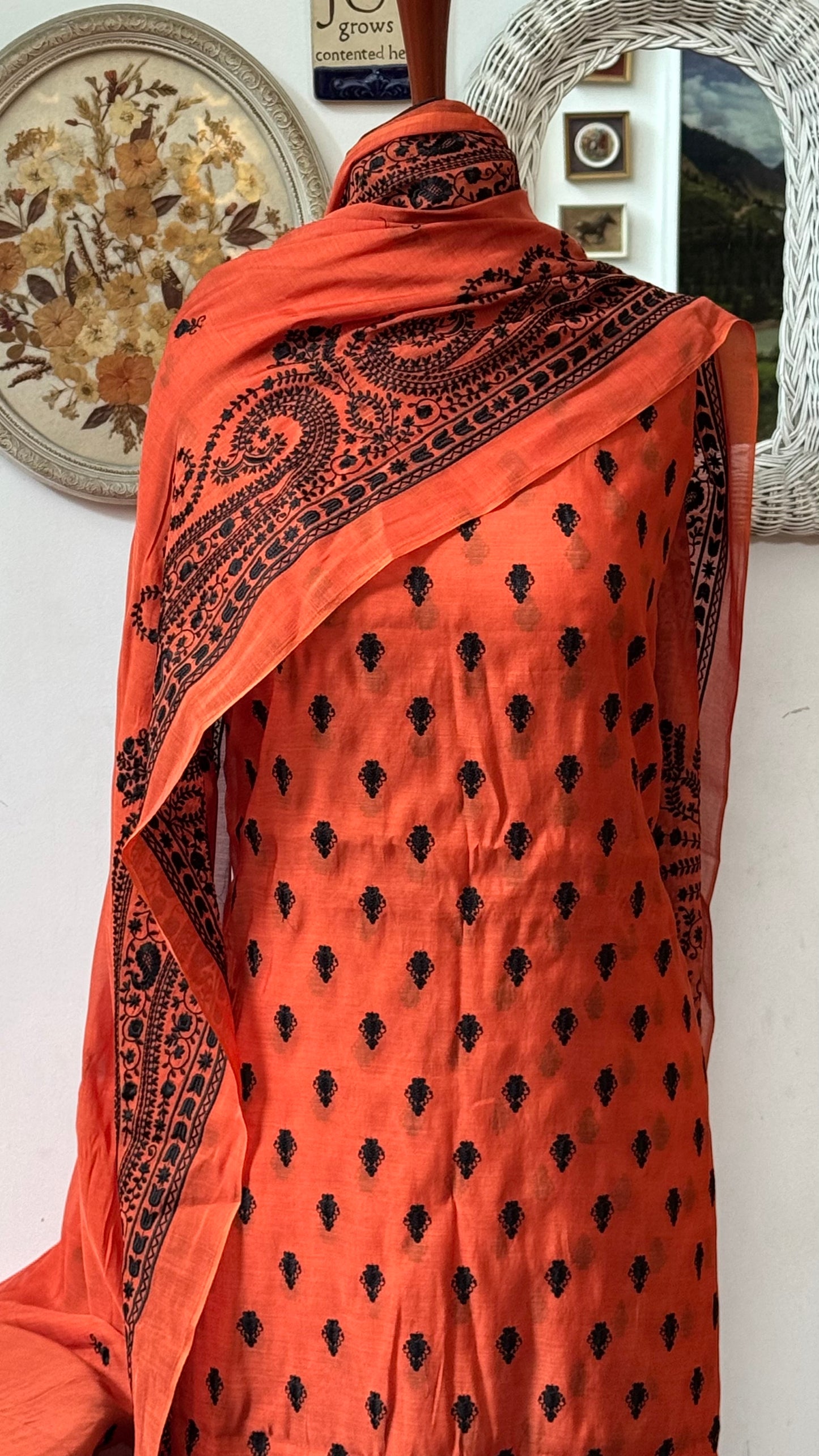 Pure silk lawn embroidered
