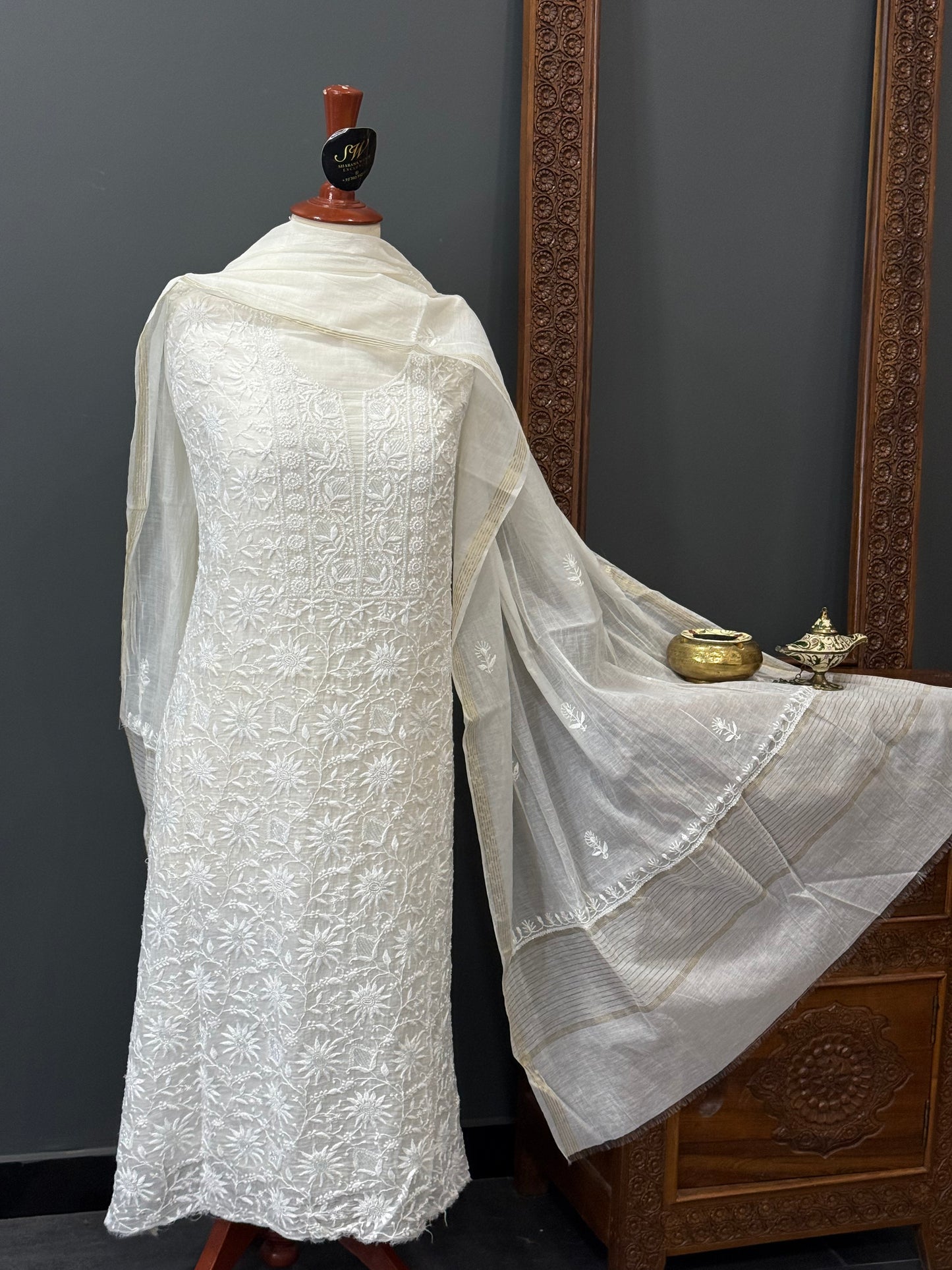 Mul chanderi kurta set m