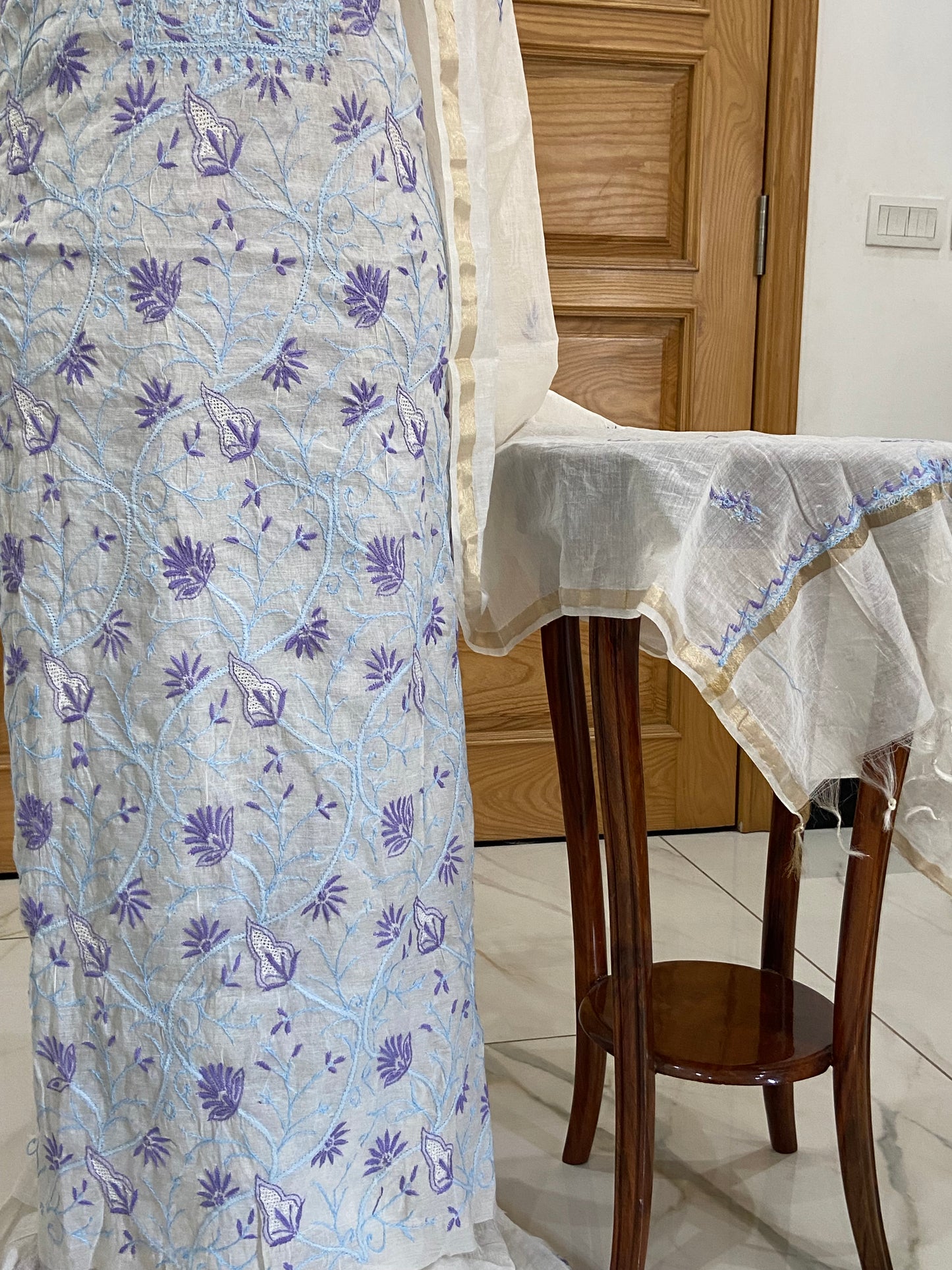Mul chanderi kurta set
