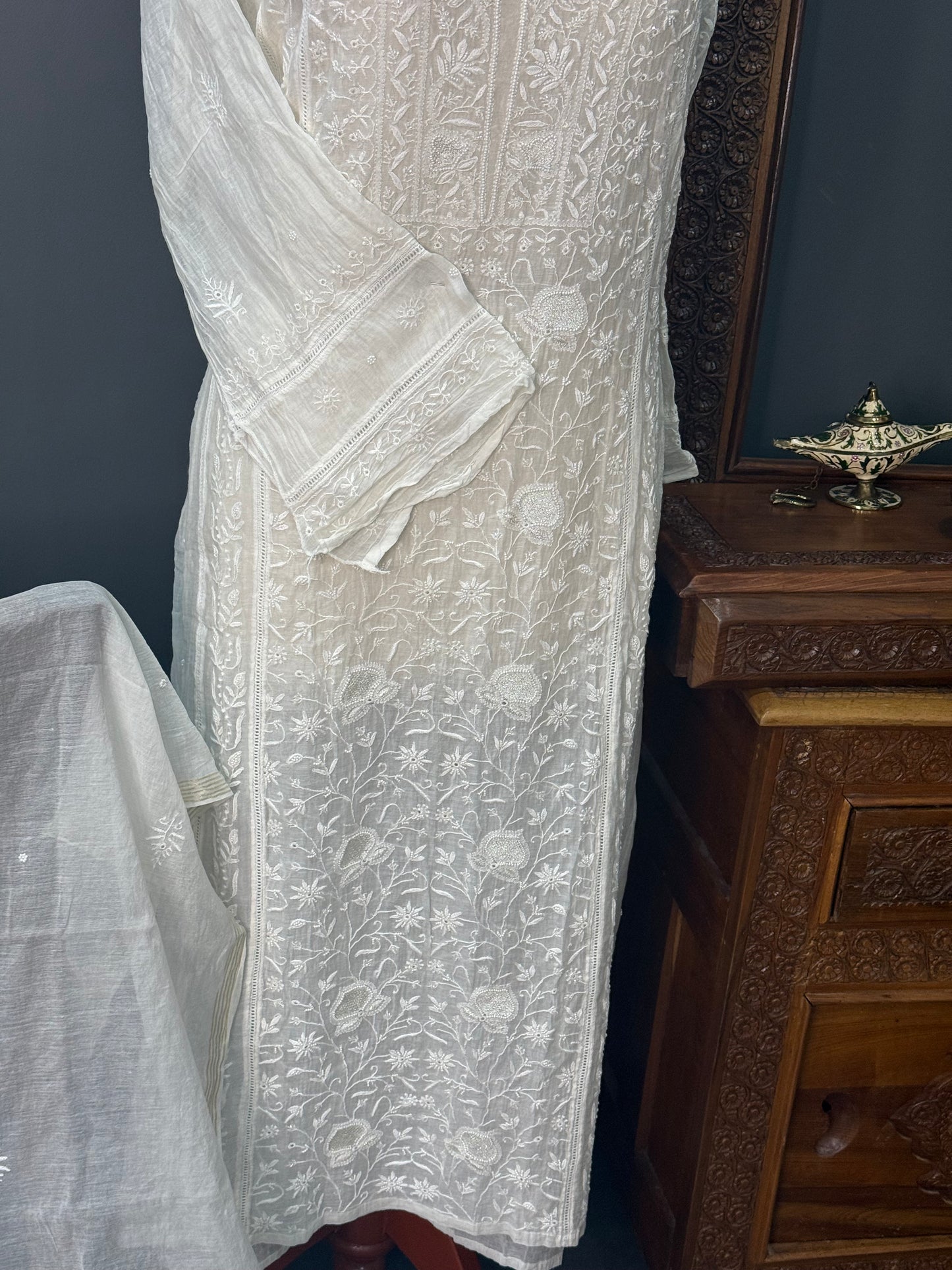 Mul chanderi kurta set