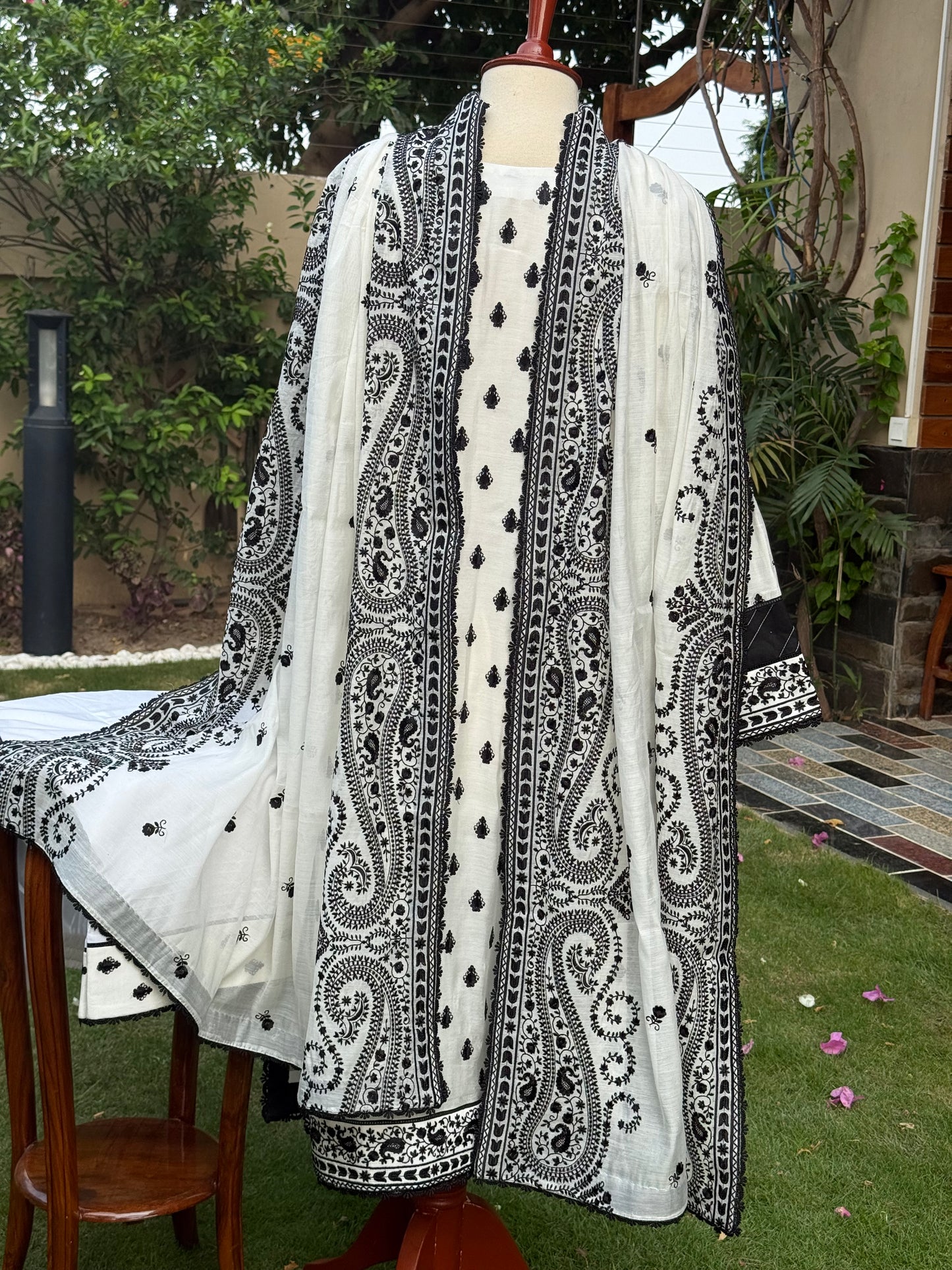 Pure silk lawn embroidered