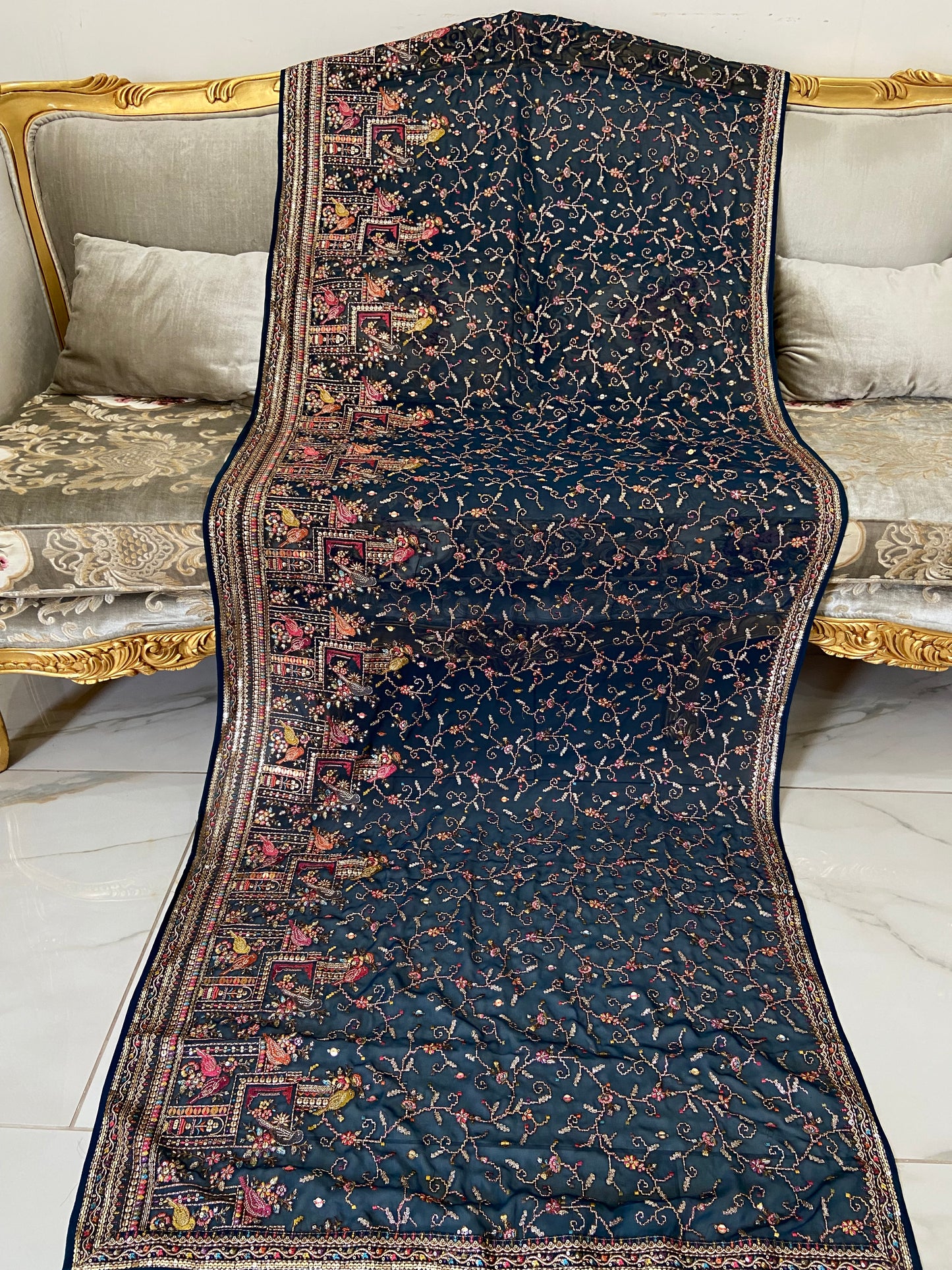 Parsi gara Mechine embroidered