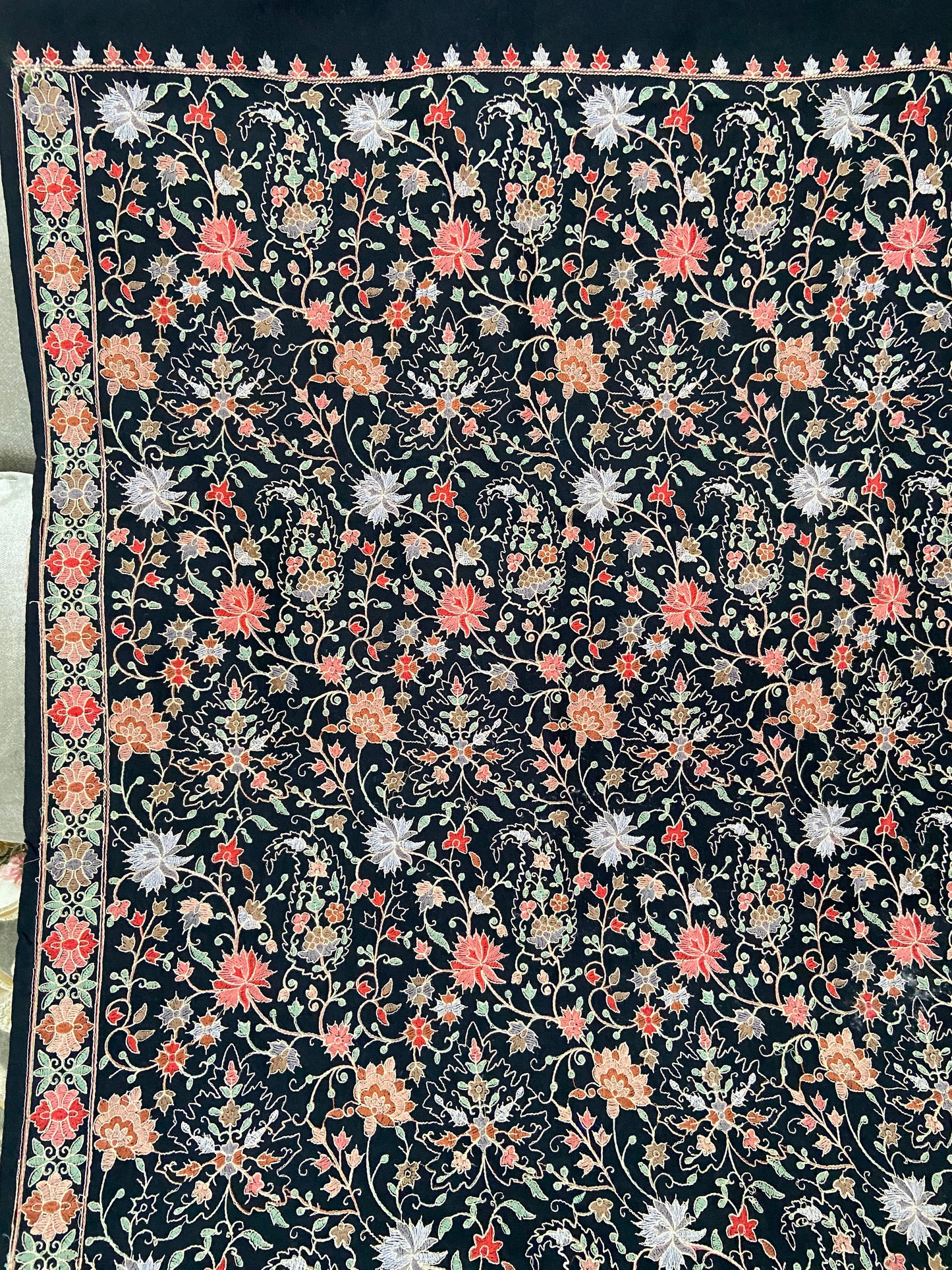 Toosh pashmina Mechine embroidered shawl