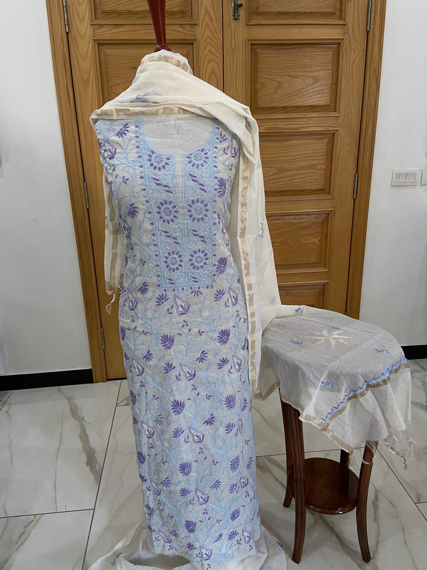 Mul chanderi kurta set