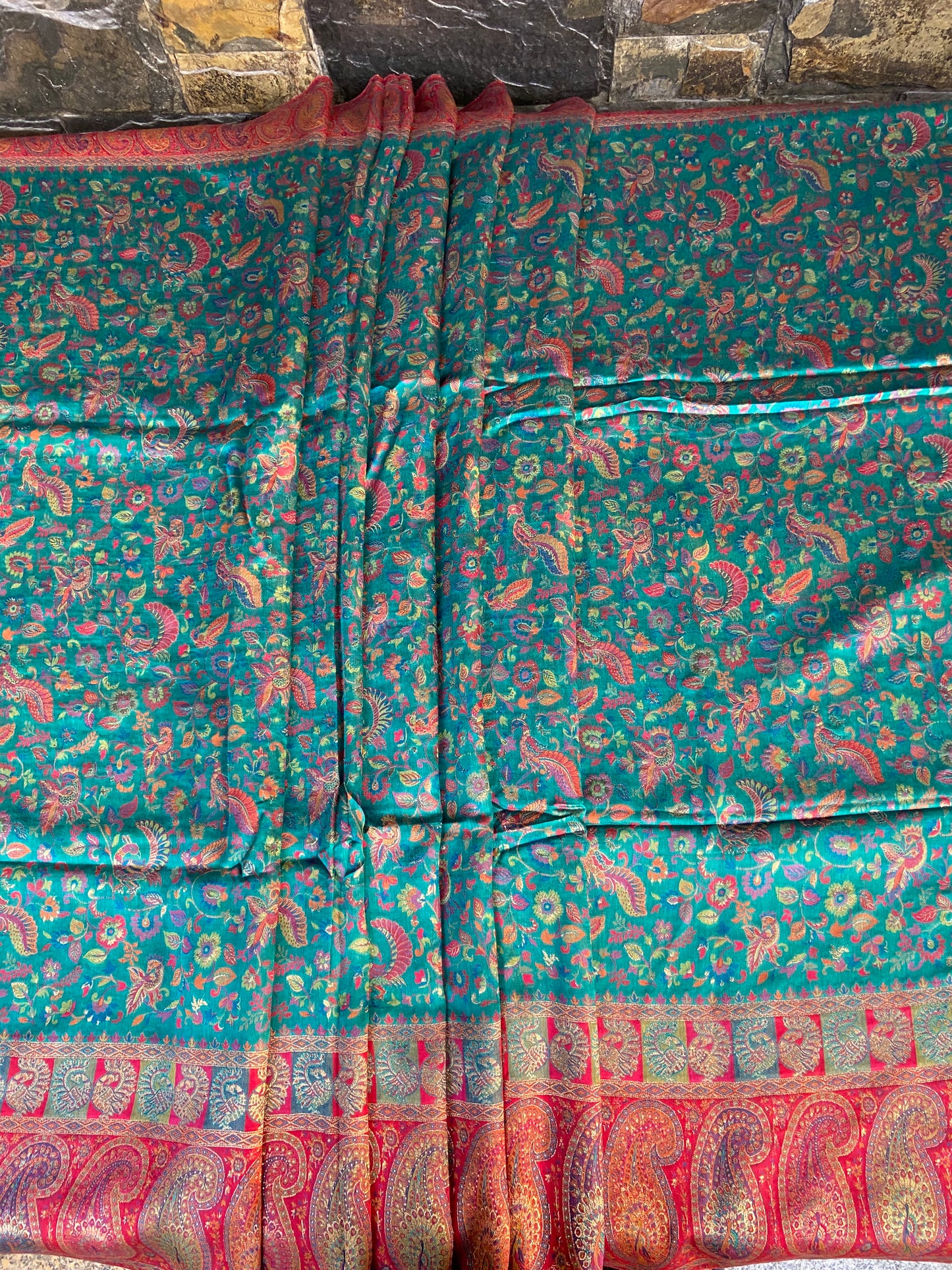 Pure kani silk saree aqua green
