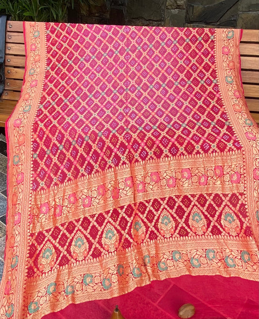 Pure Georgette neem Zari with mena kari