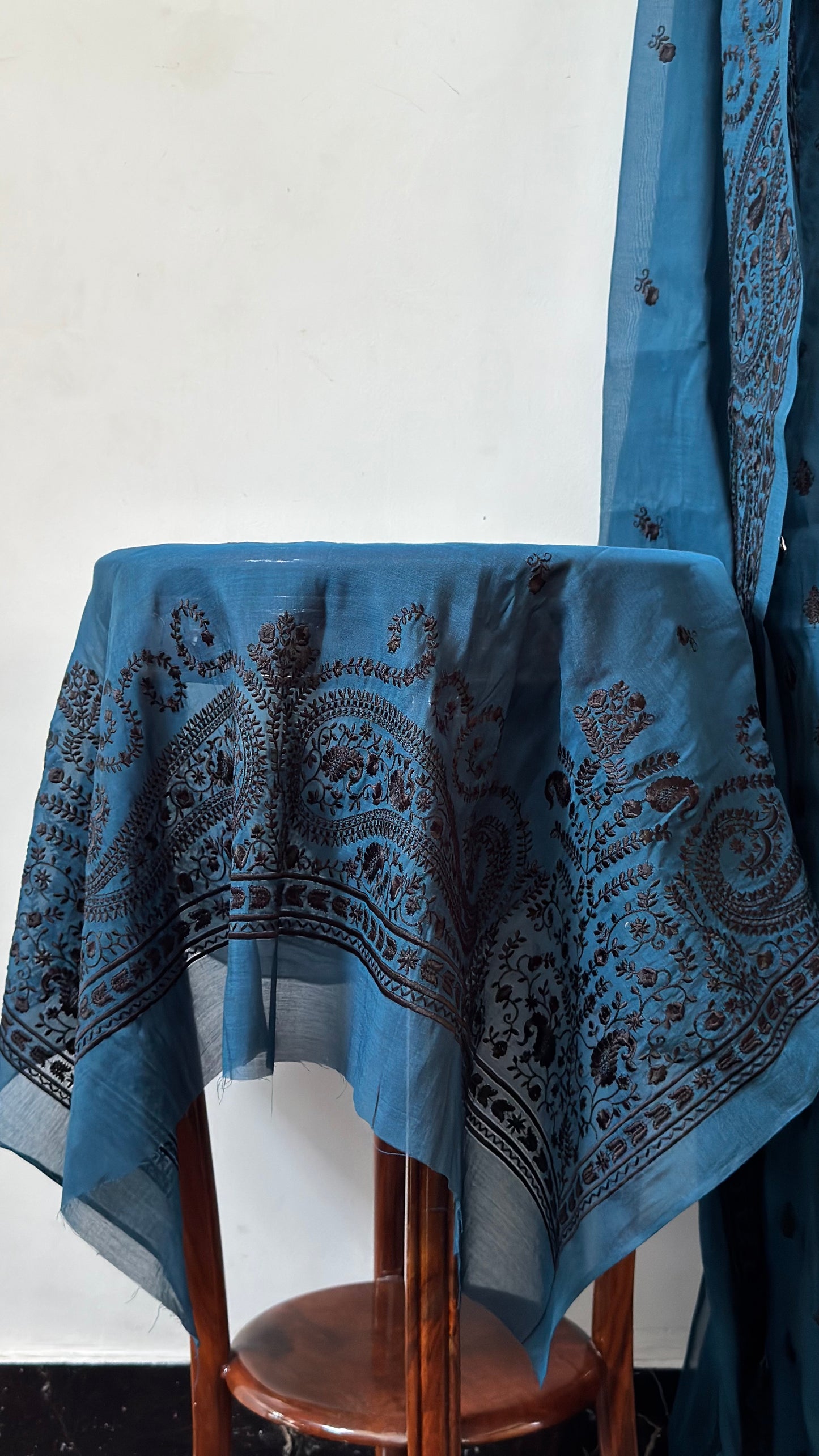 Pure silk lawn embroidered