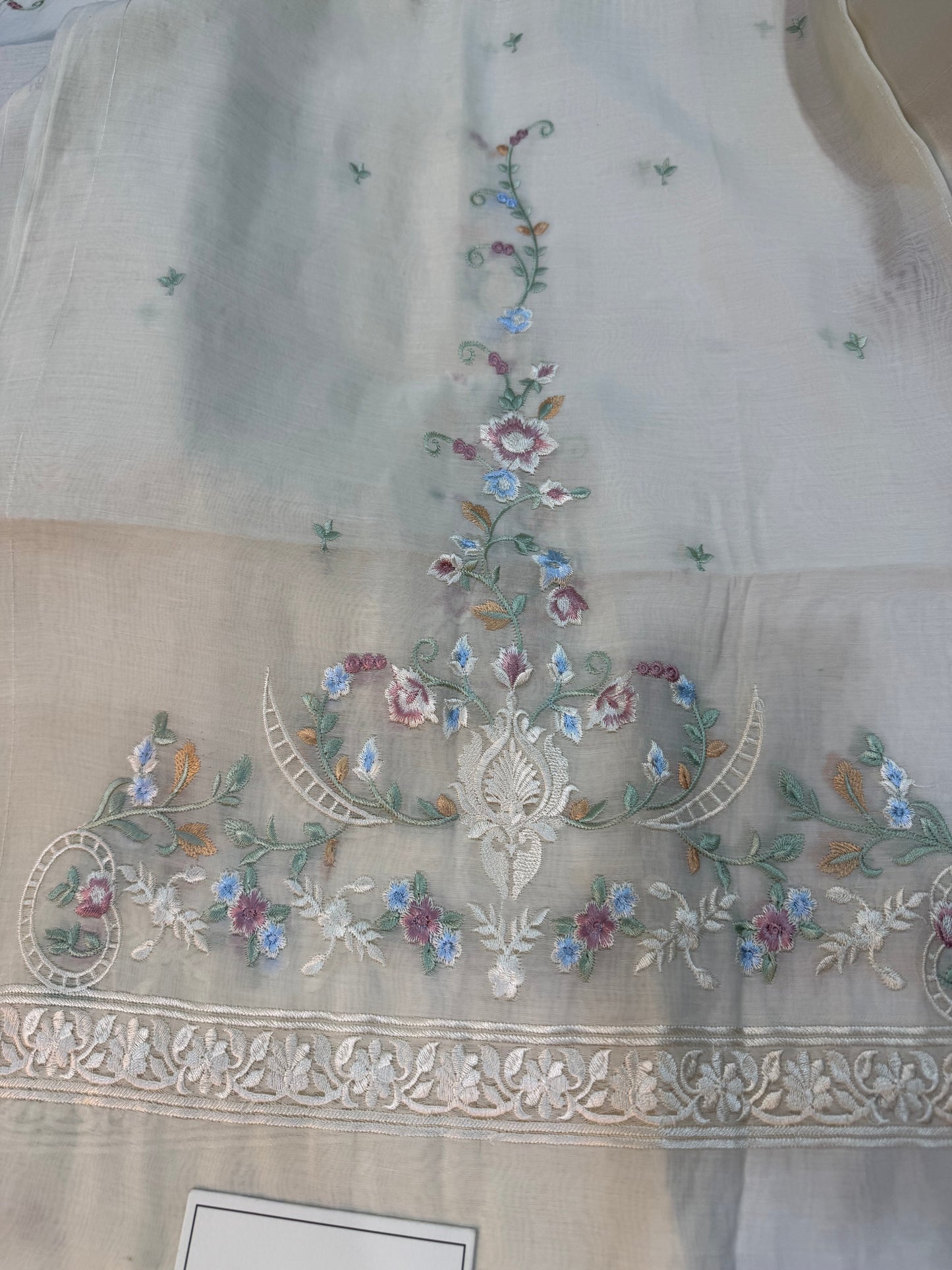 Pure silk lawn embroidered