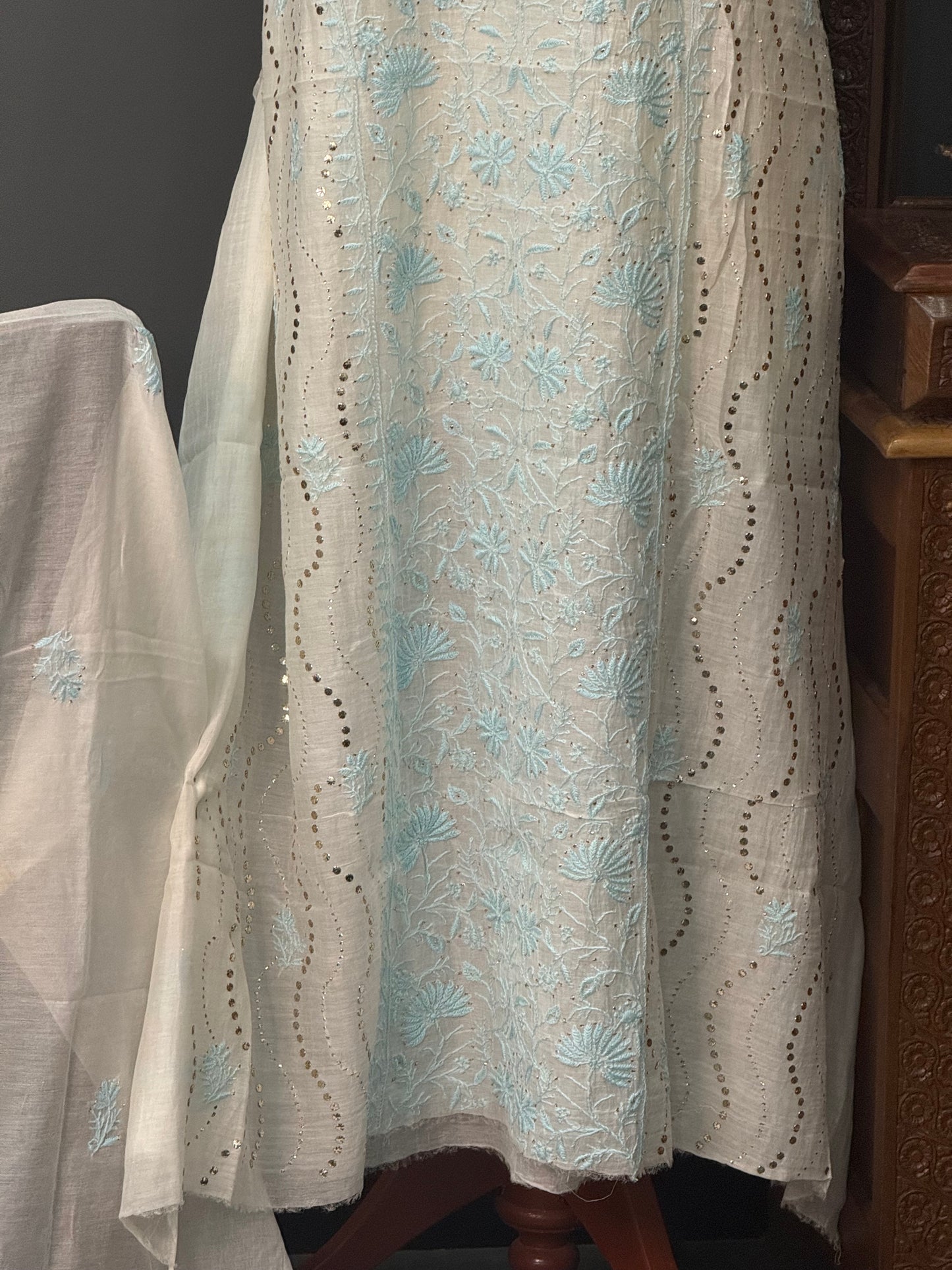 Mul chanderi kurta set mukesh ferozi