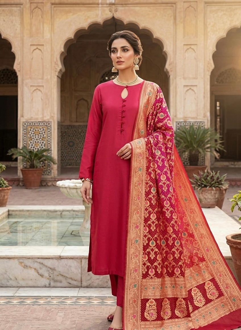 Pure Georgette neem Zari with mena kari duppata