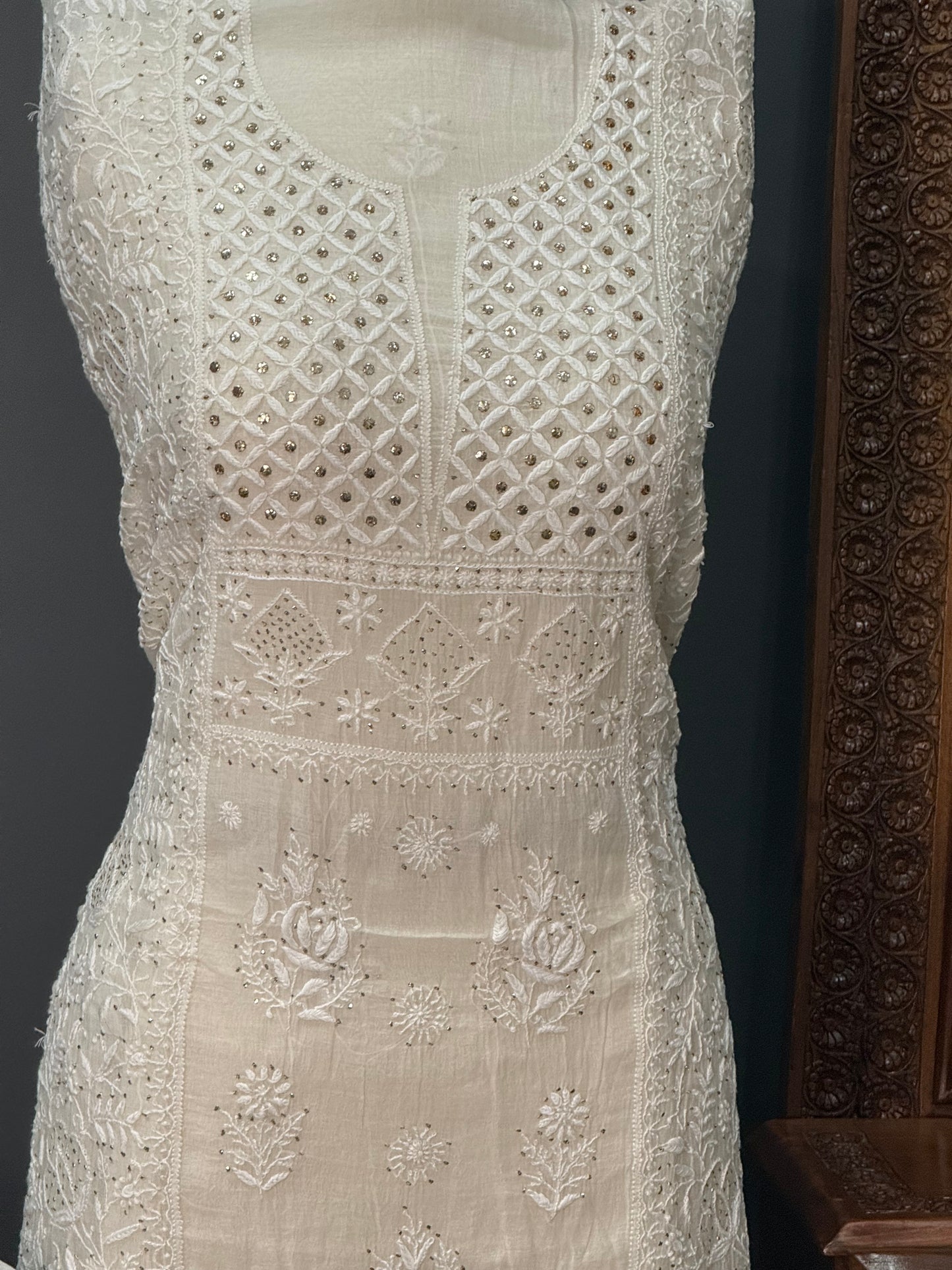 Mul chanderi kurta set