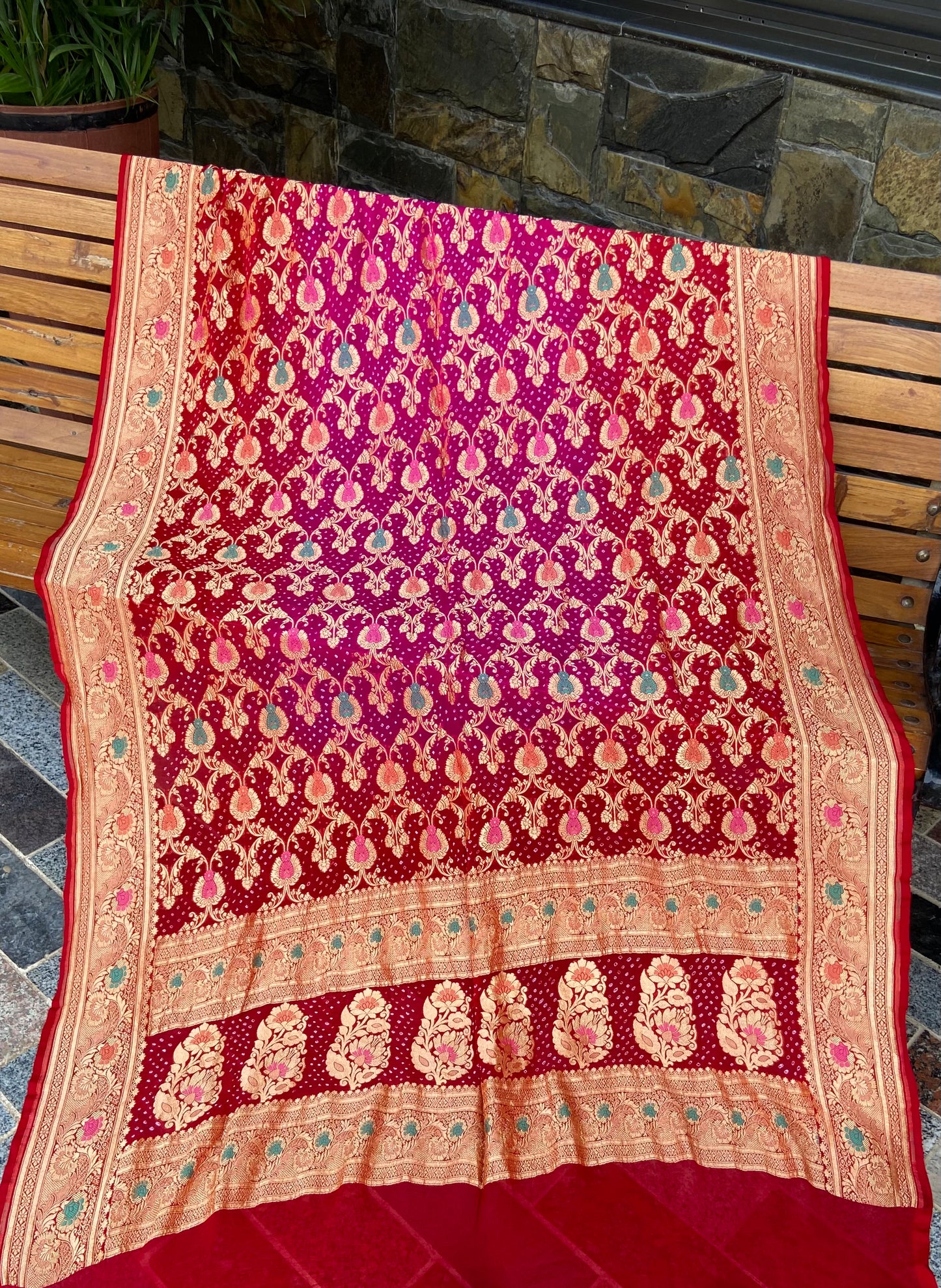 Pure Georgette neem Zari with mena kari duppata