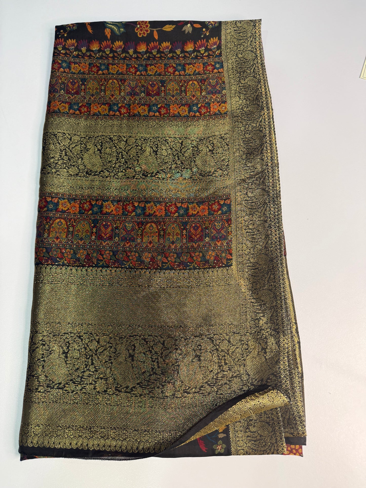 Pure kani silk saree Black