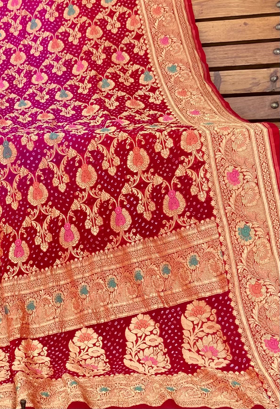Pure Georgette neem Zari with mena kari duppata