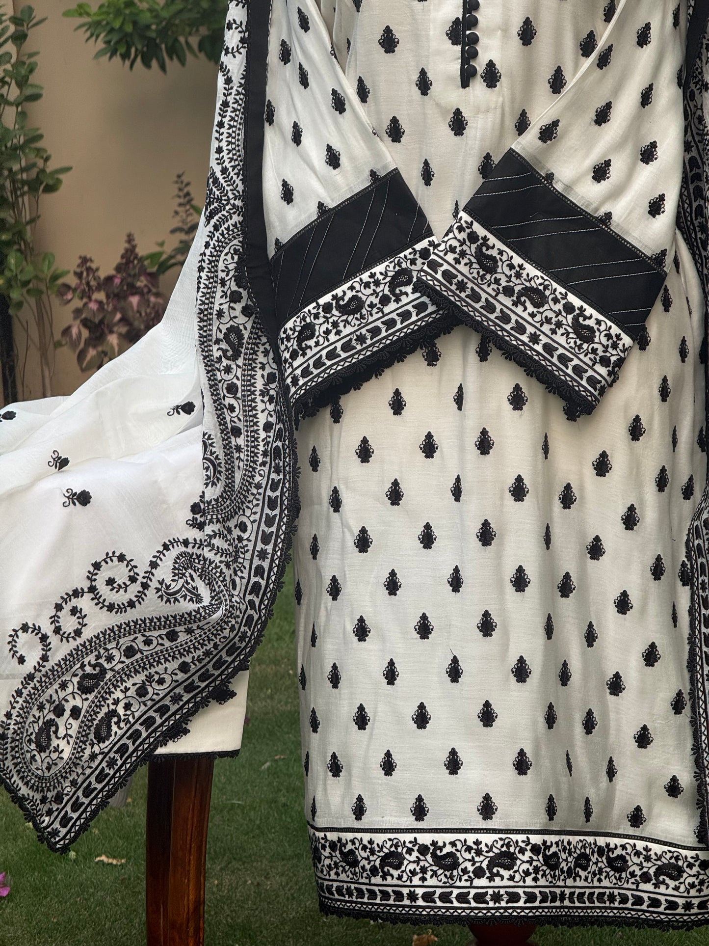Pure silk lawn embroidered