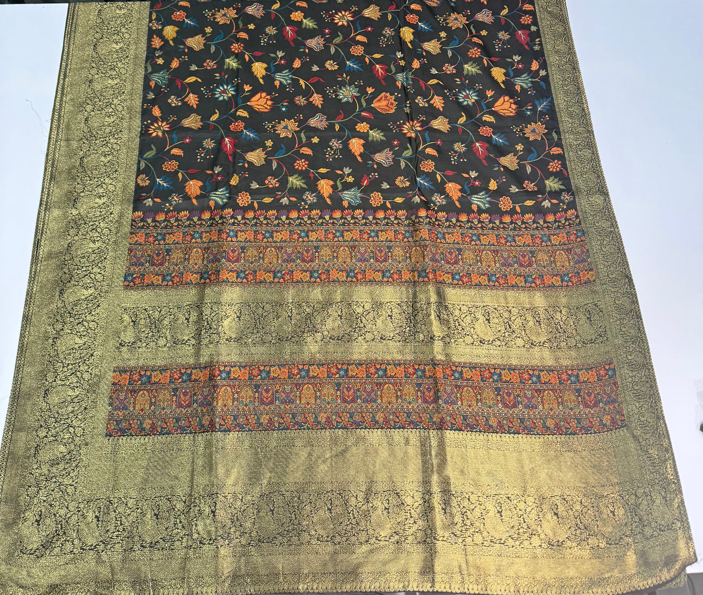 Pure kani silk saree Black