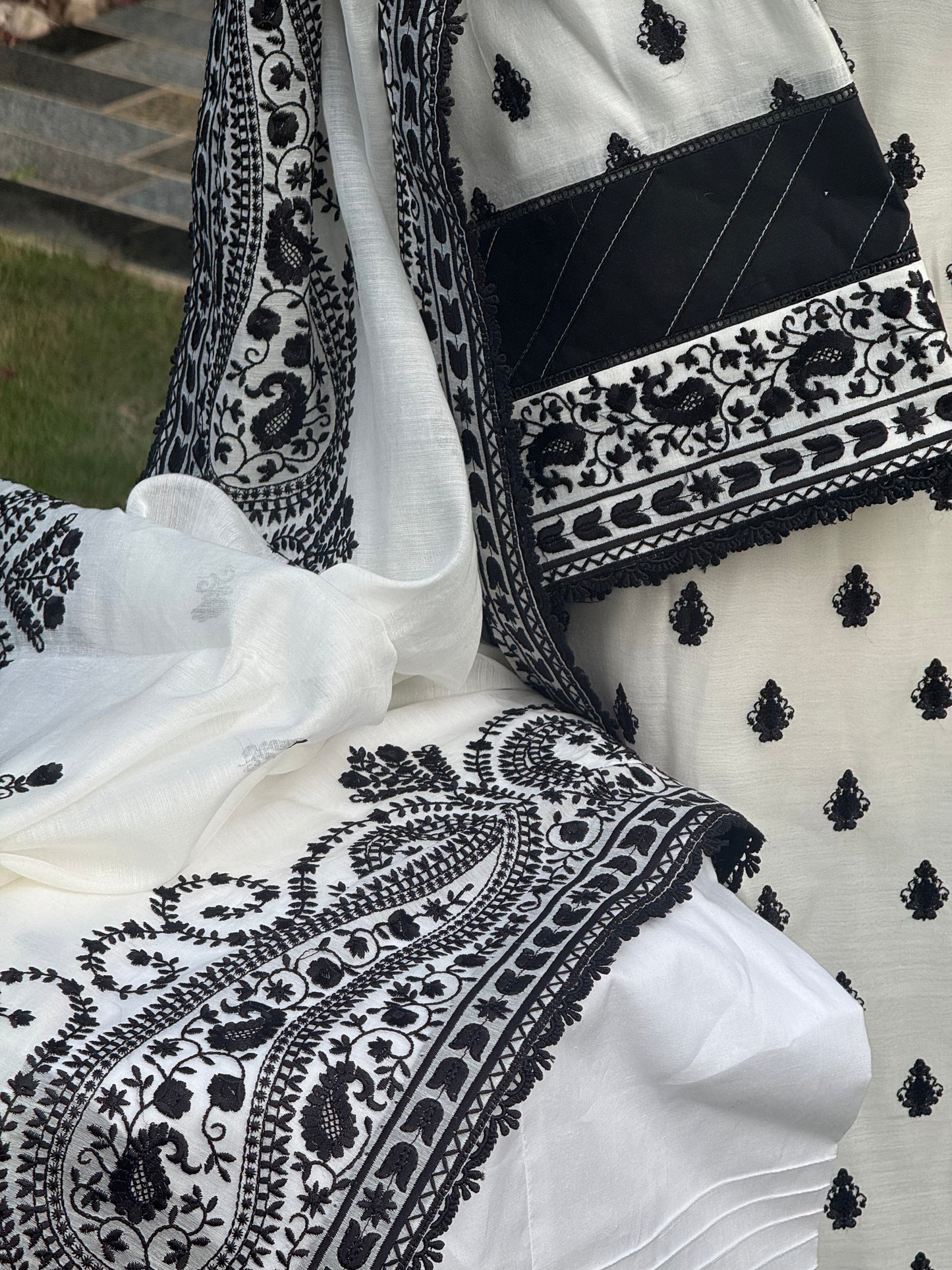 Pure silk lawn embroidered