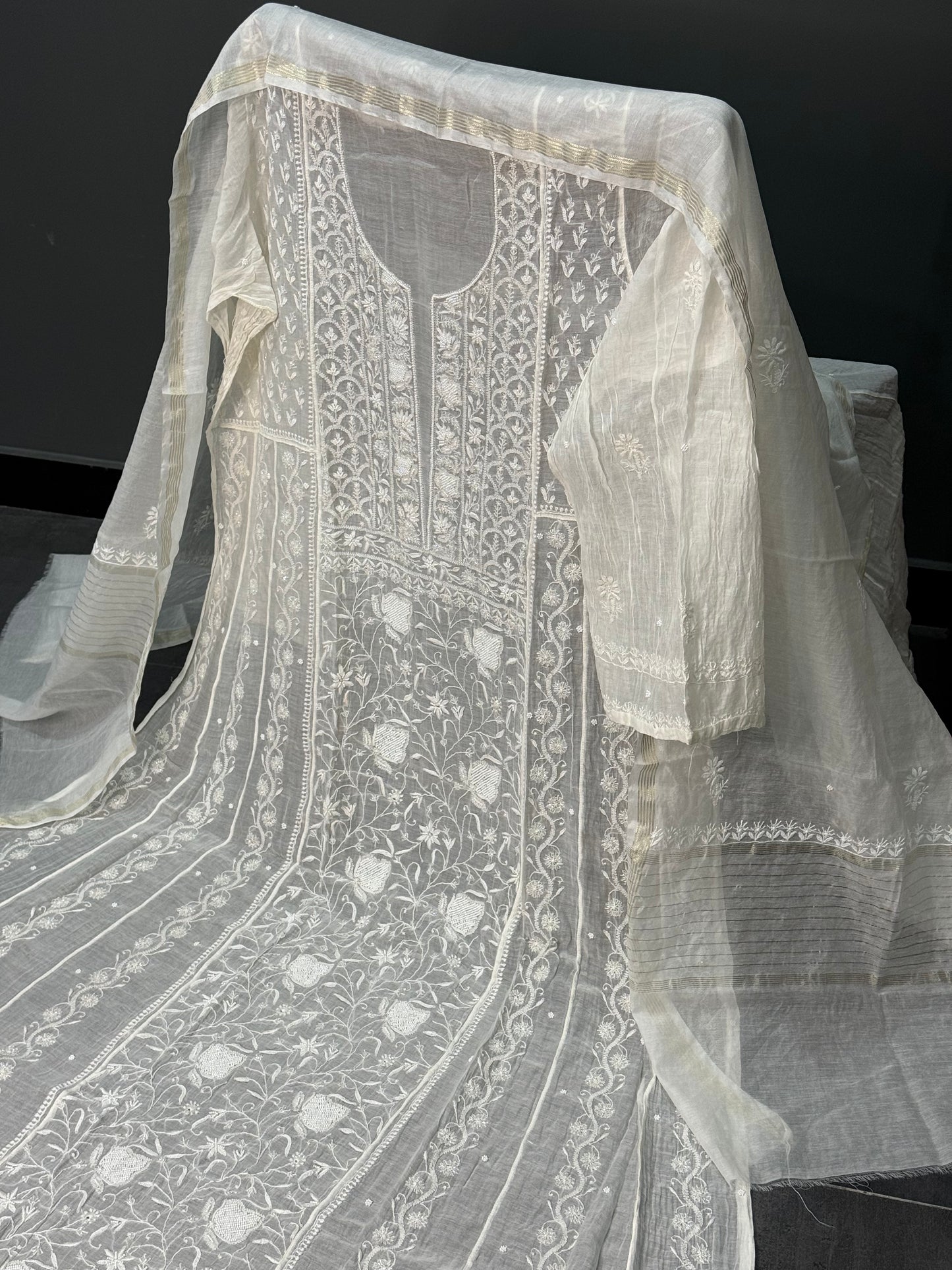 Mul chanderi kurta set