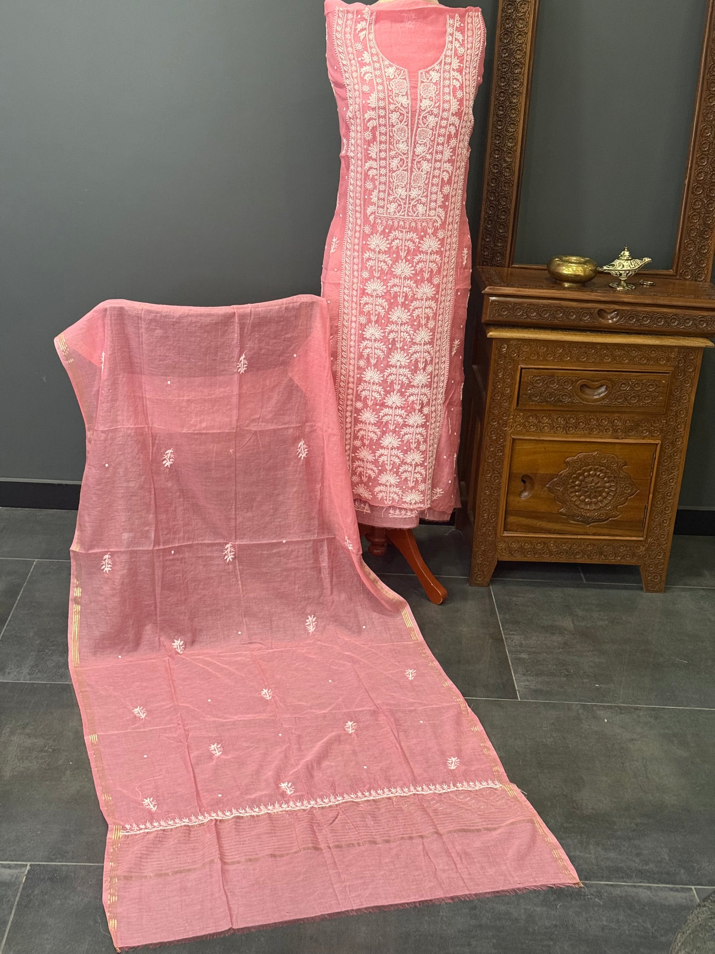 Mul chanderi kurta set