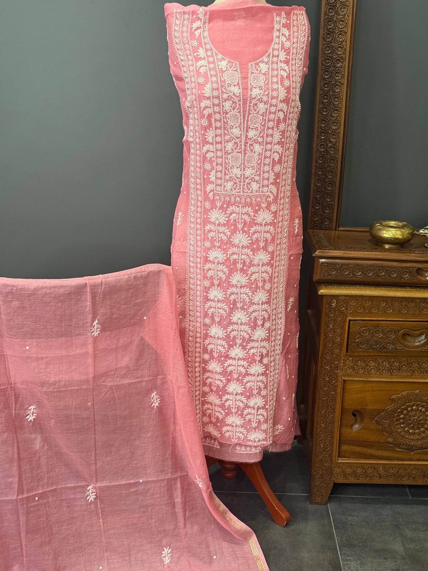 Mul chanderi kurta set