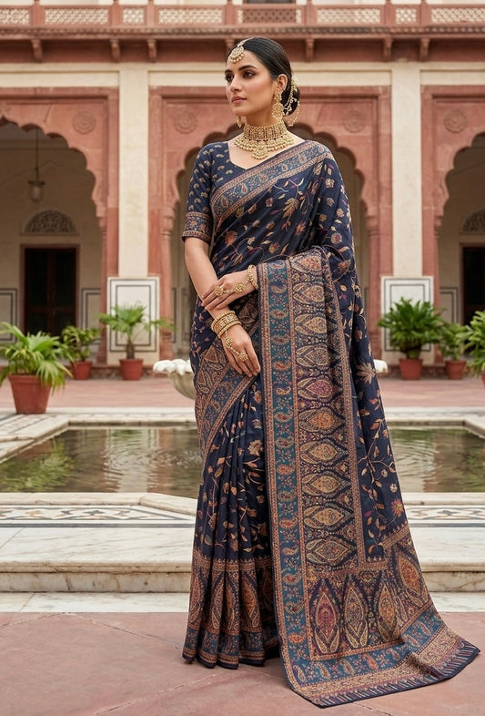 Pure kani silk saree Blue