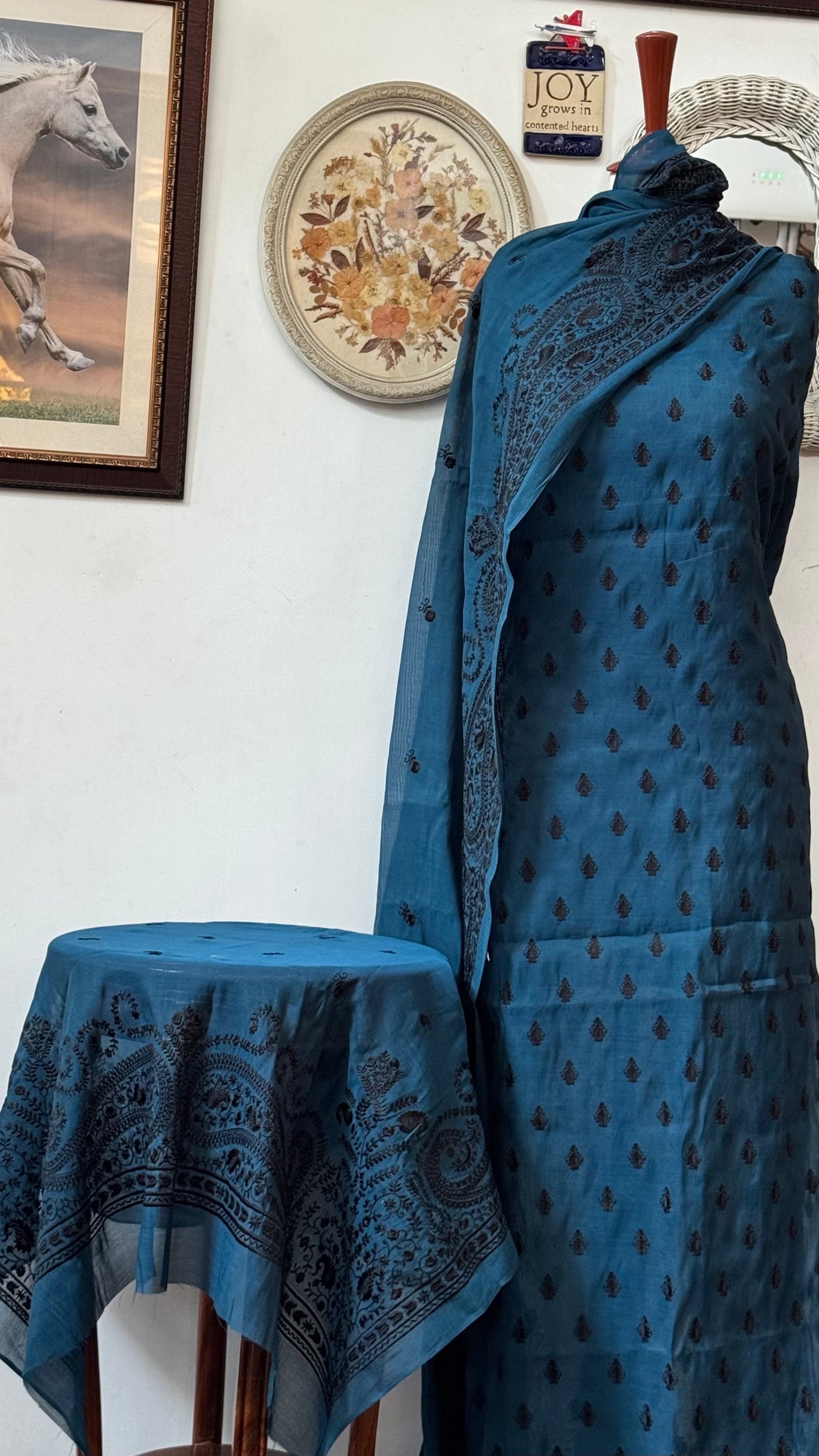Pure silk lawn embroidered