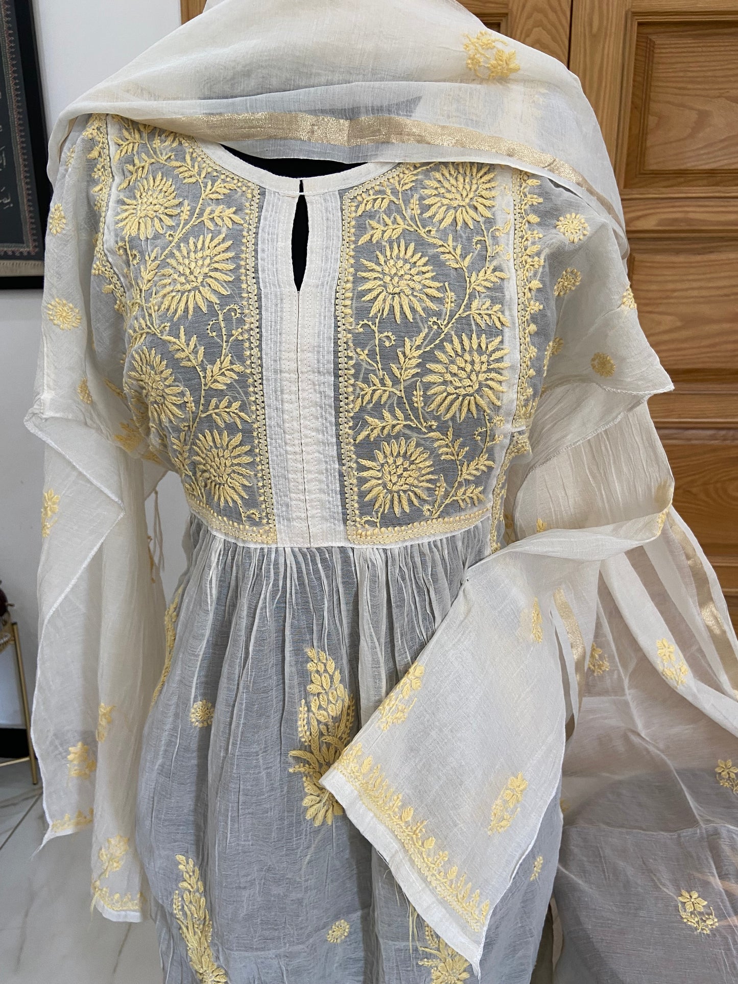 Mul chanderi kurta set