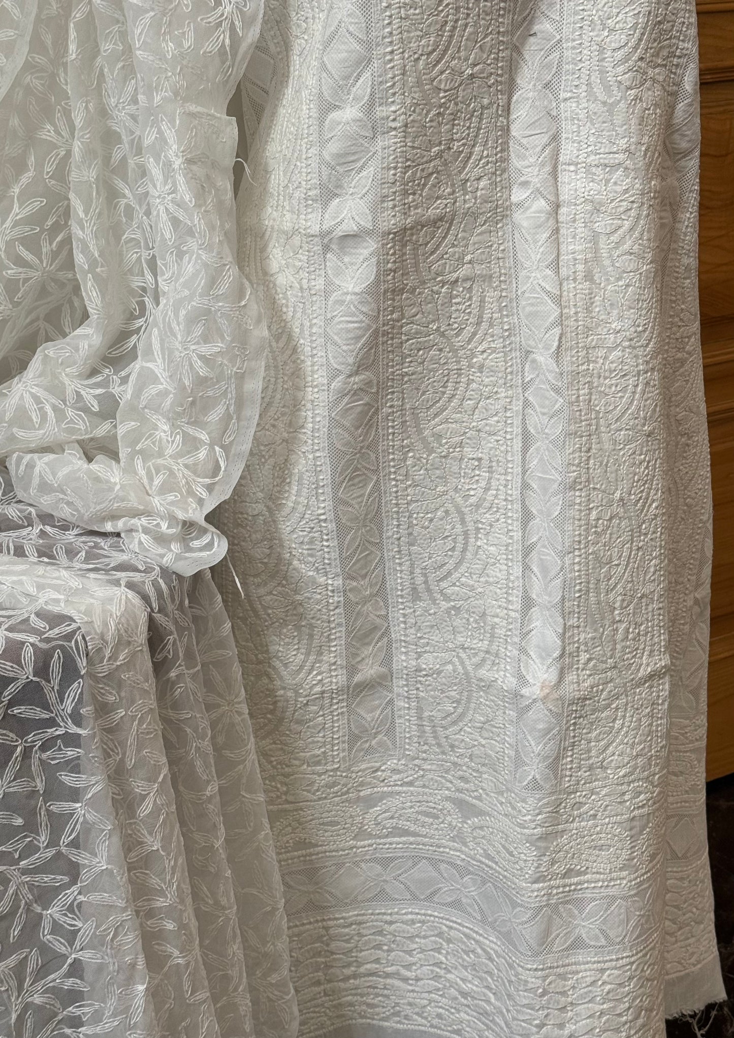 Soft cotton lawn  kurta with chiffon duppata hand work