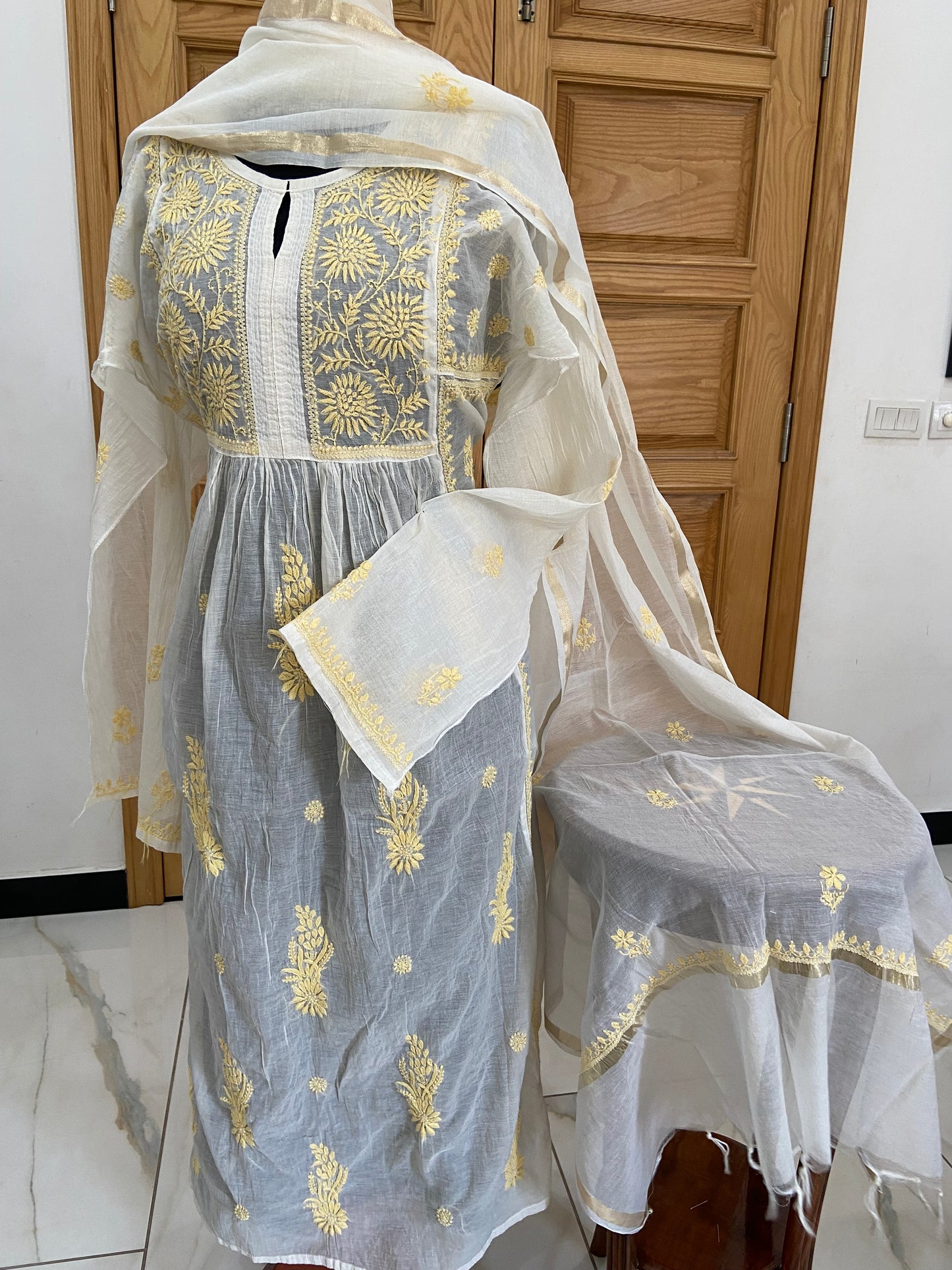 Mul chanderi kurta set