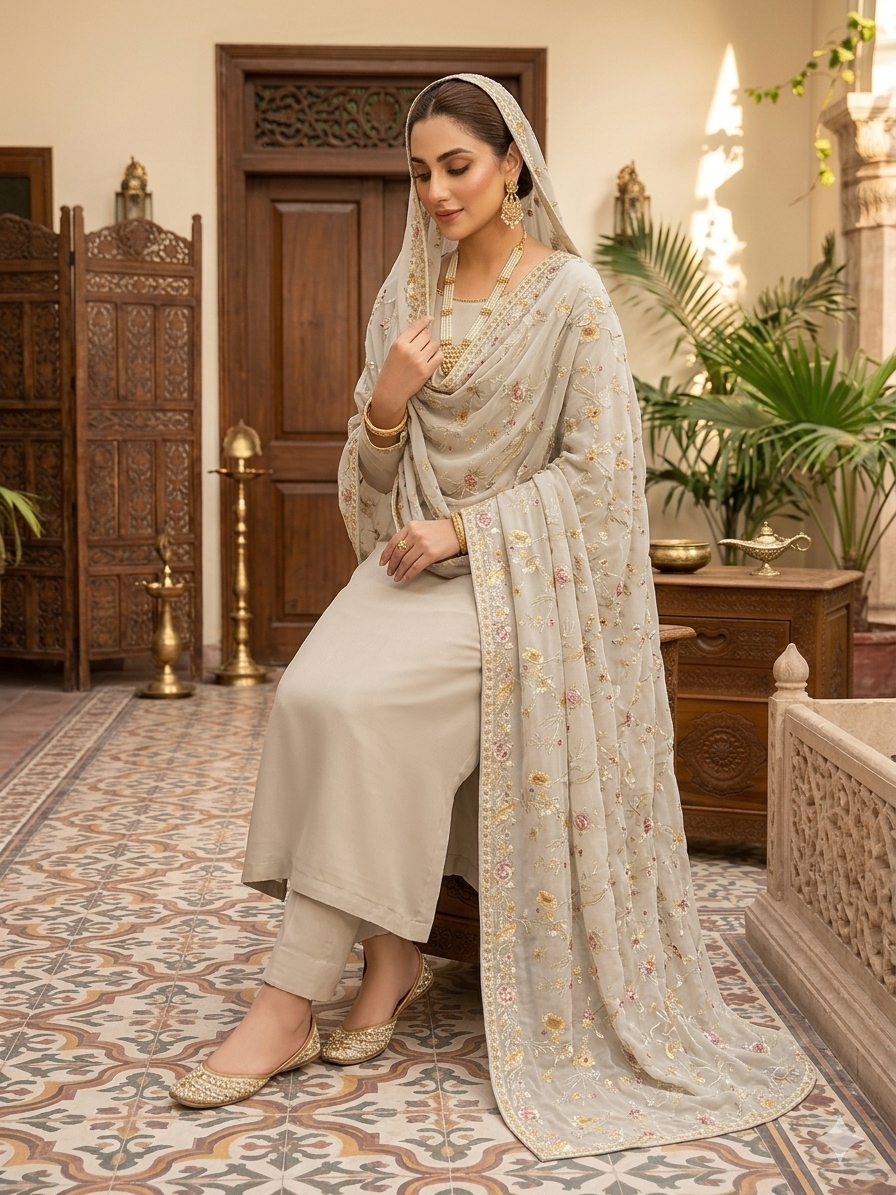 Parsi gara Mechine embroidered