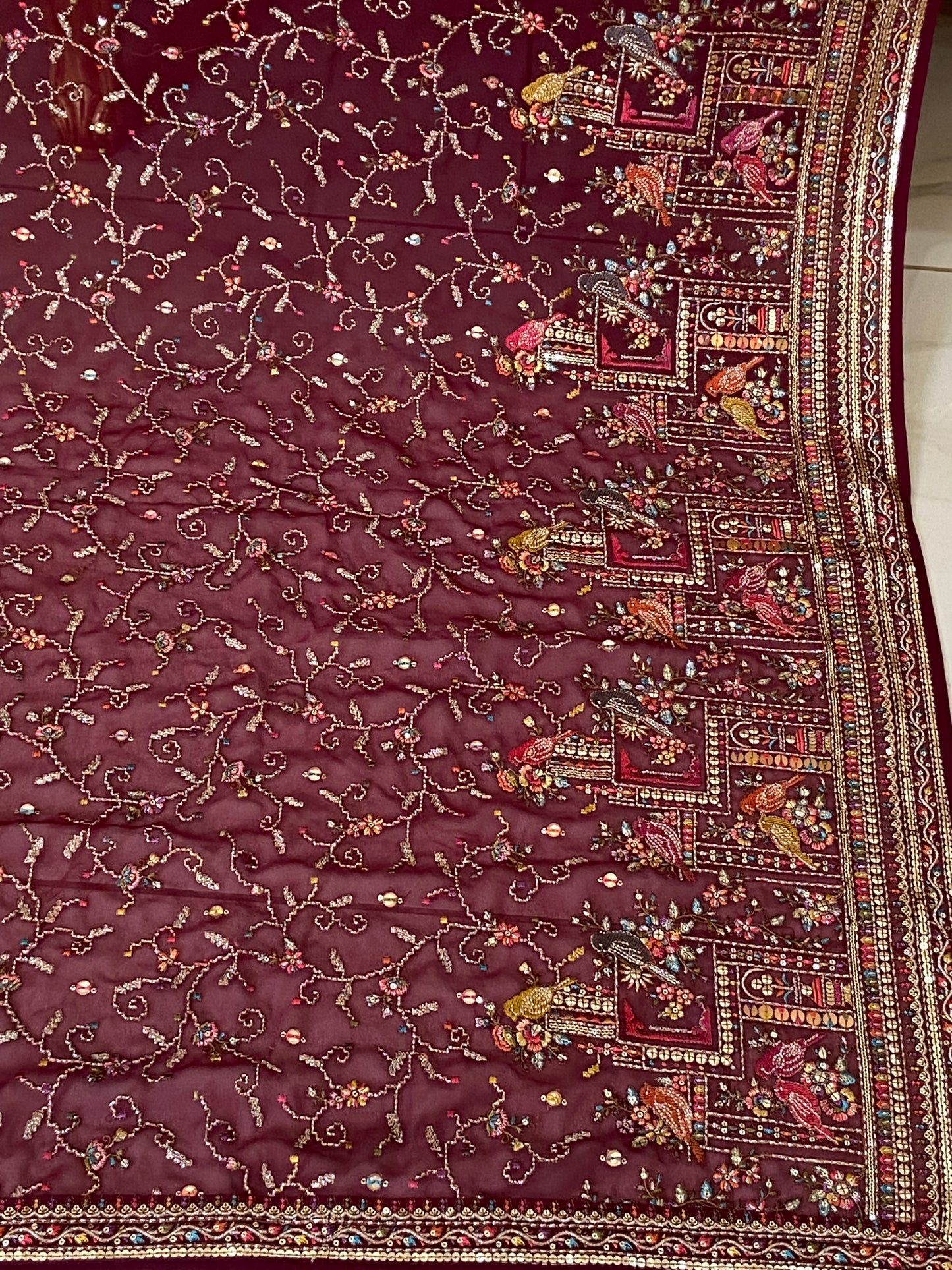 Parsi gara Mechine embroidered
