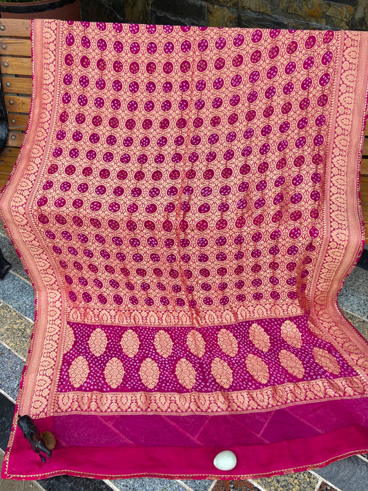 Pure Georgette neem Zari with mena kari duppata