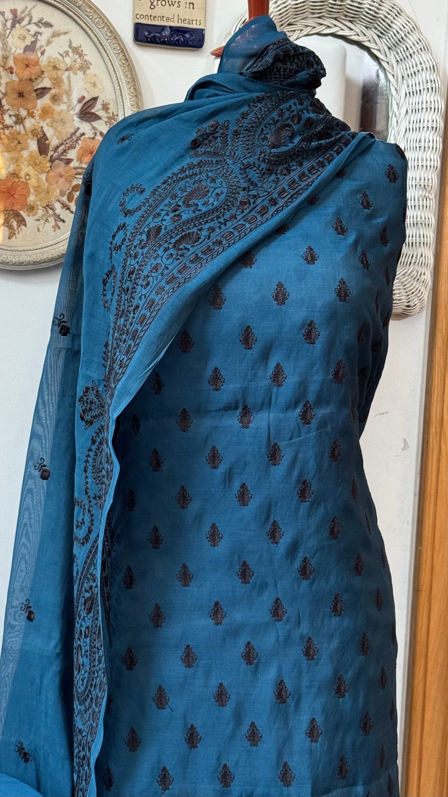 Pure silk lawn embroidered