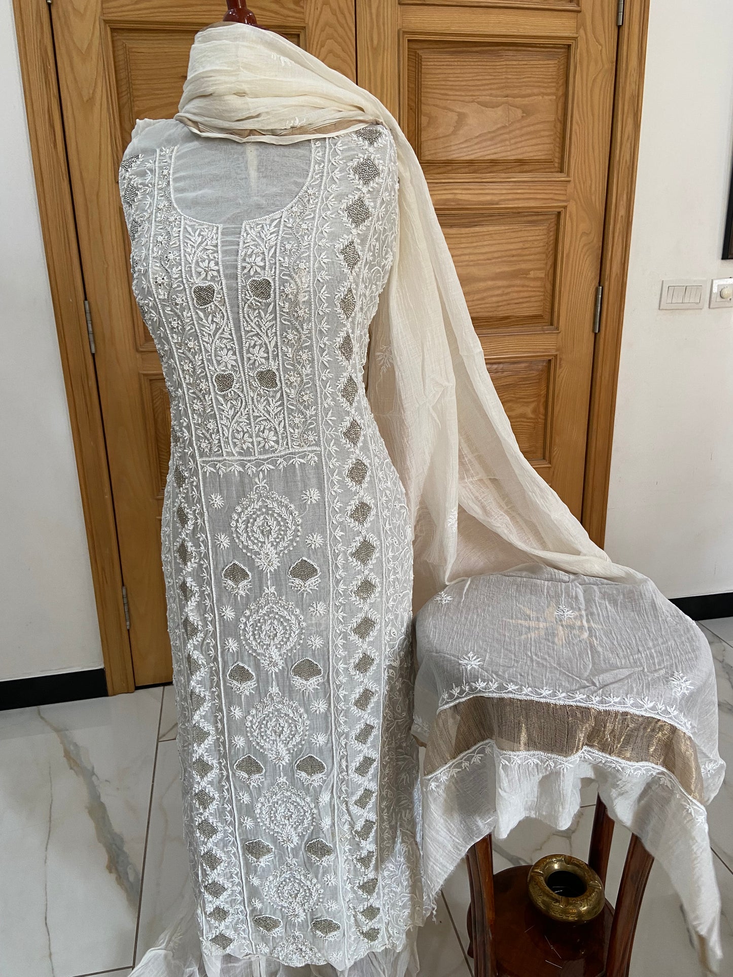 Mul chanderi kurta set